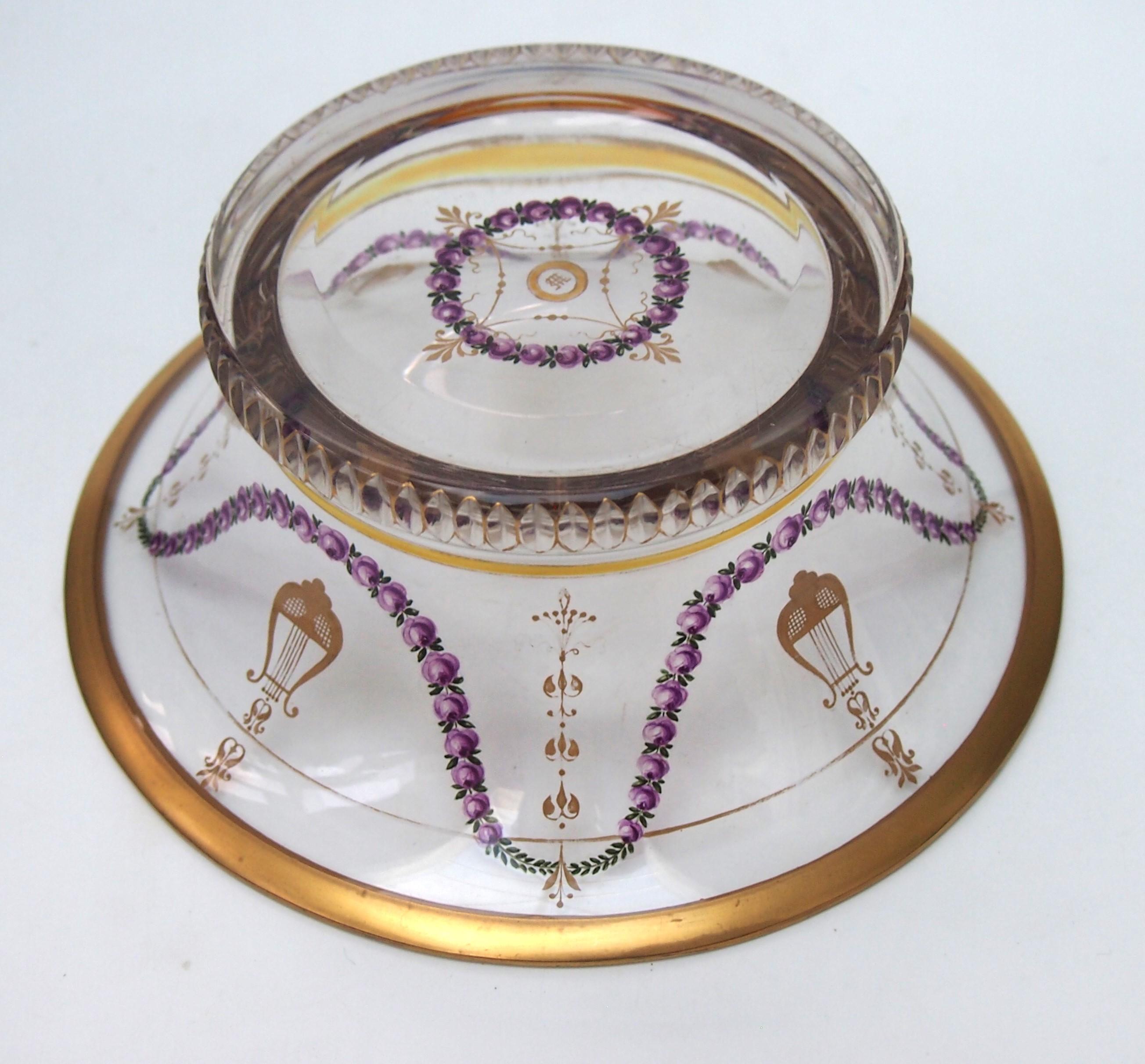 Art Glass Lobmeyr Signed Empire Revival Movement Enamel and Gilded Glass Bowl 