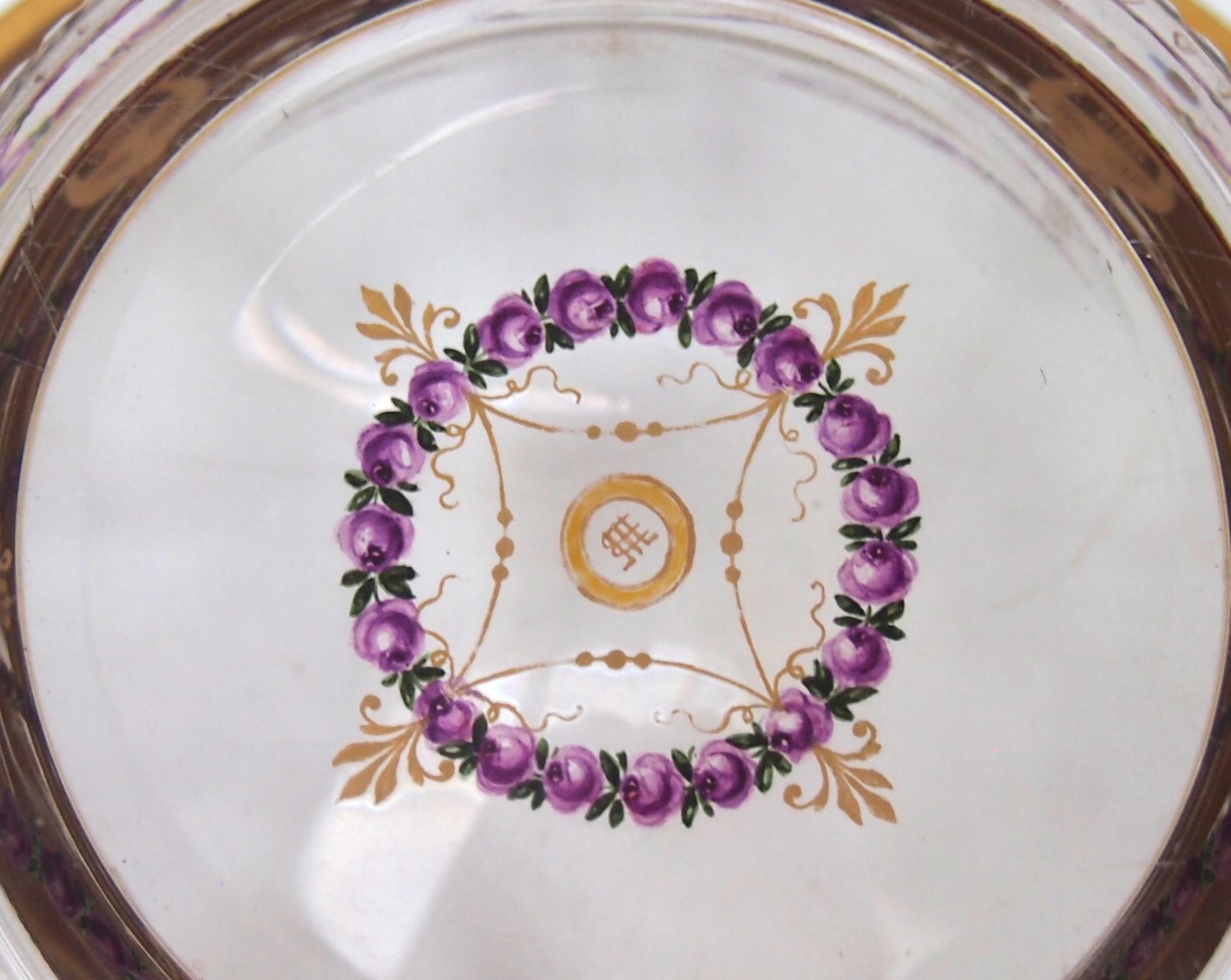 Lobmeyr Signed Empire Revival Movement Enamel and Gilded Glass Bowl  1