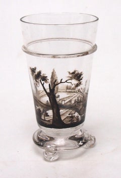 Lobmeyr Signed Victorian Enamel Period Scene Glass Miniature c1890