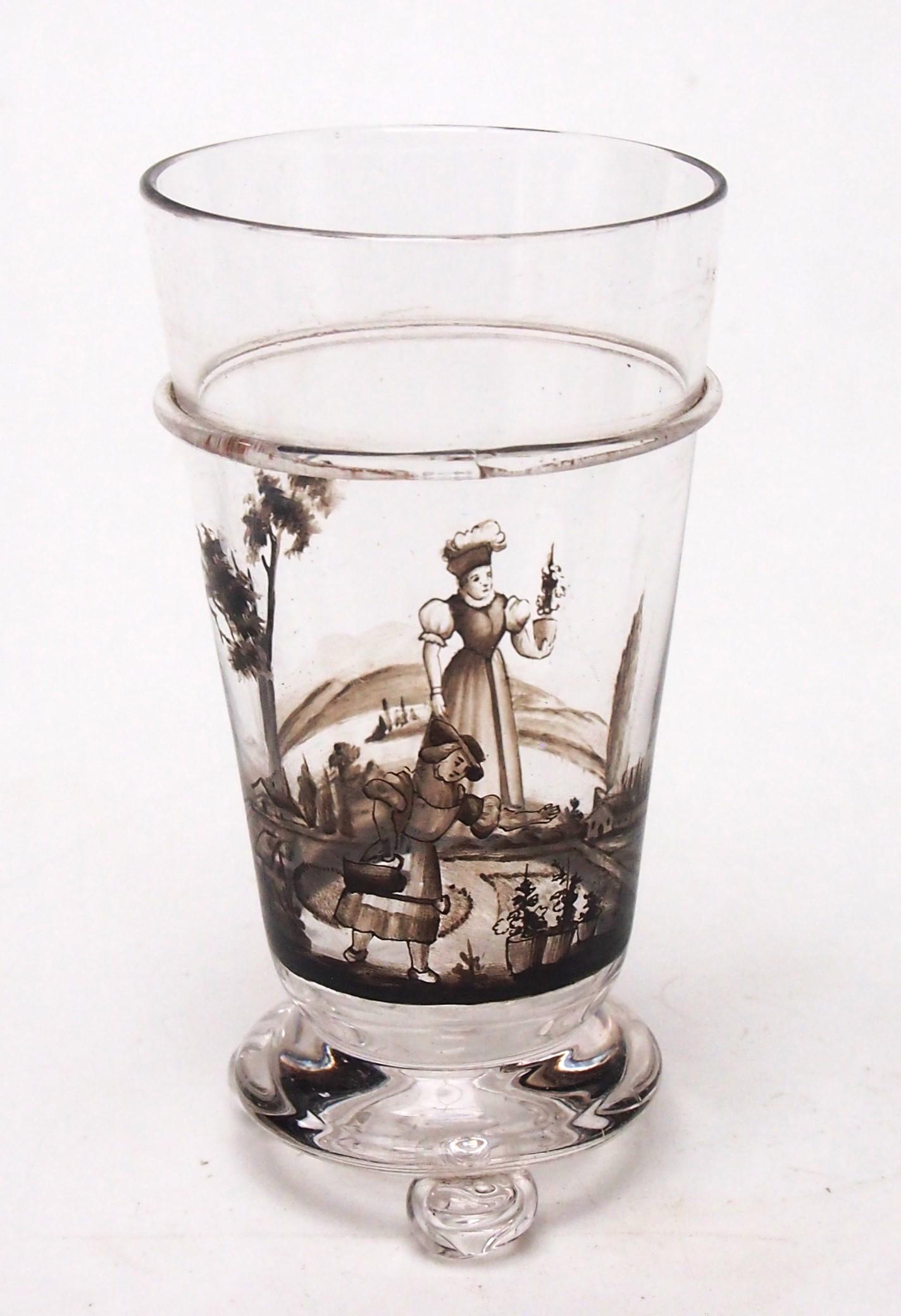 High Victorian Lobmeyr Signed Victorian Enamel Period Scene Glass Miniature c1890