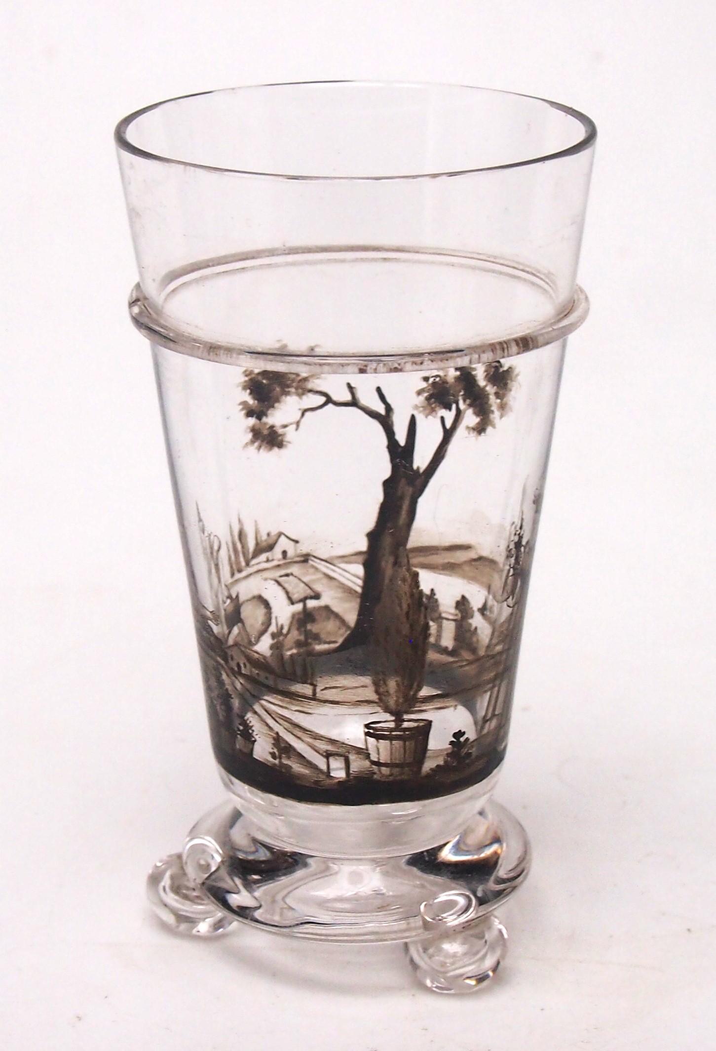 Austrian Lobmeyr Signed Victorian Enamel Period Scene Glass Miniature c1890