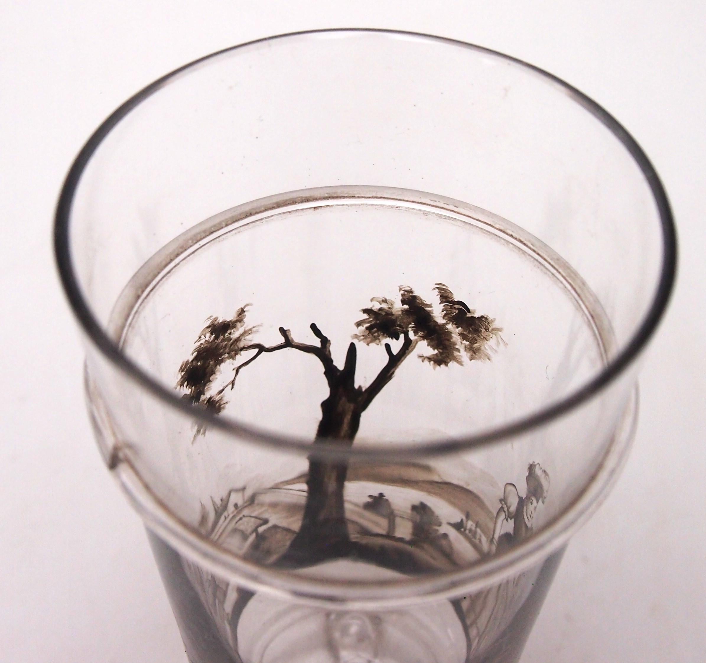 Late 19th Century Lobmeyr Signed Victorian Enamel Period Scene Glass Miniature c1890