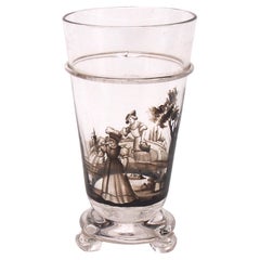 Lobmeyr Signed Victorian Enamel Period Scene Glass Miniature c1890