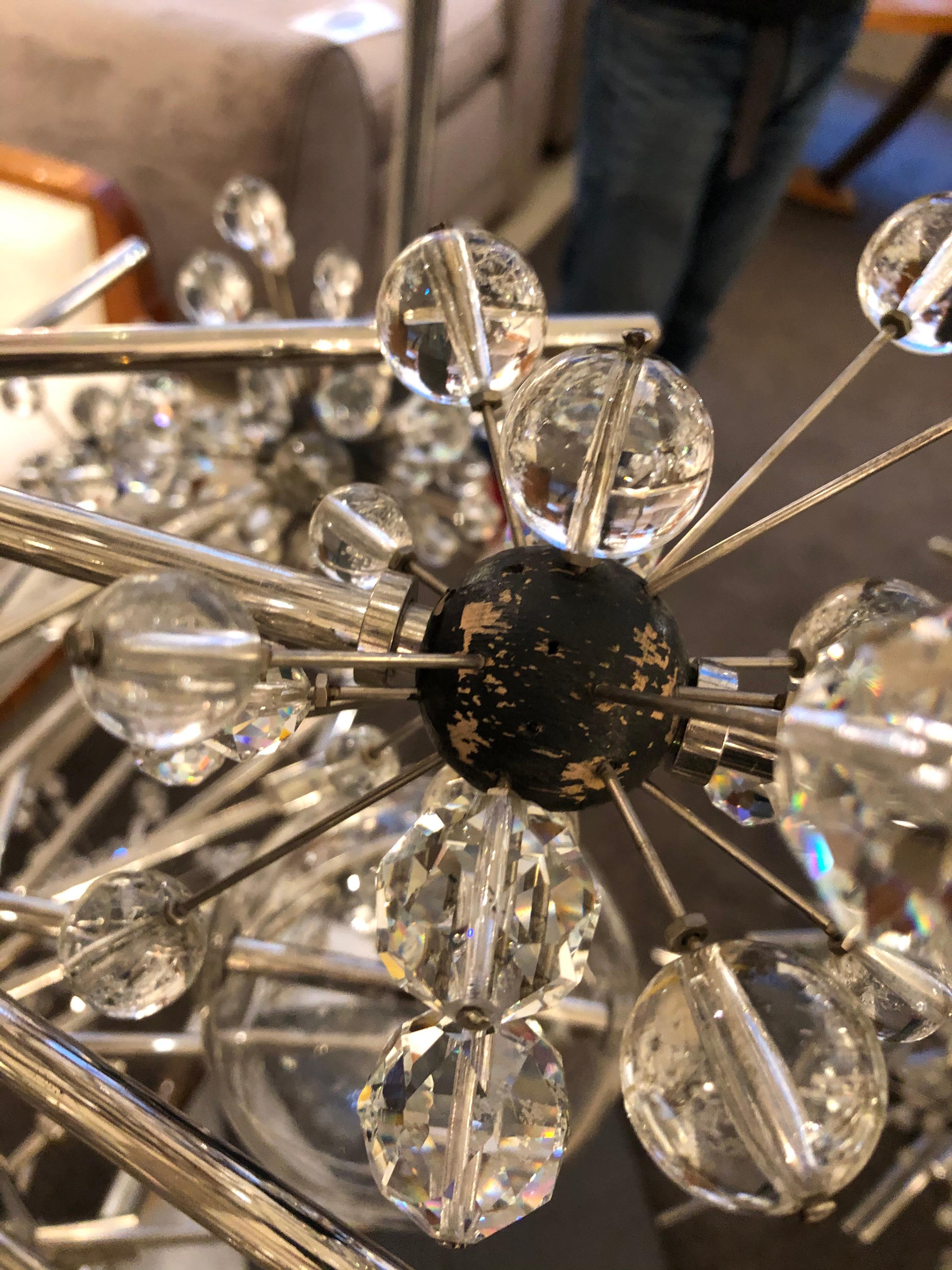 Plated Lobmeyr 'Sputnik' Cylinder Chandelier