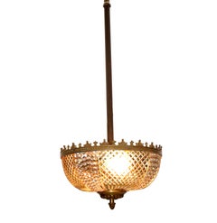 Lobmeyr Style Crystal and Bronze Pendant Light Mid-Century Modern, Austria 1950s