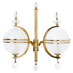 Brass Wall Sconces by J. & L. Lobmeyr, Opal Glass, Mid-Century