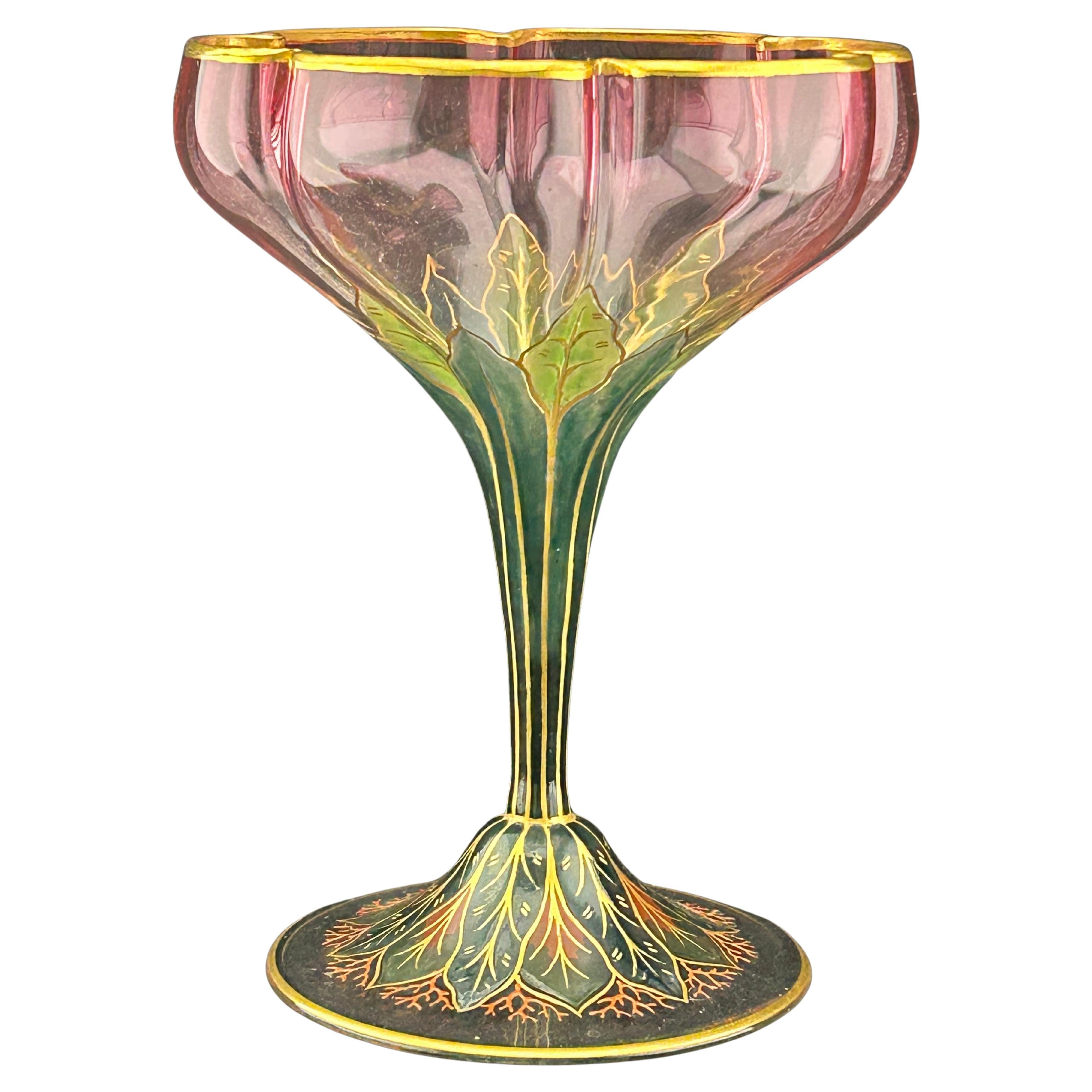 Lobmeyr Set of Champagne Glasses Art Nouveau / Jugendstil Vienna 1900.