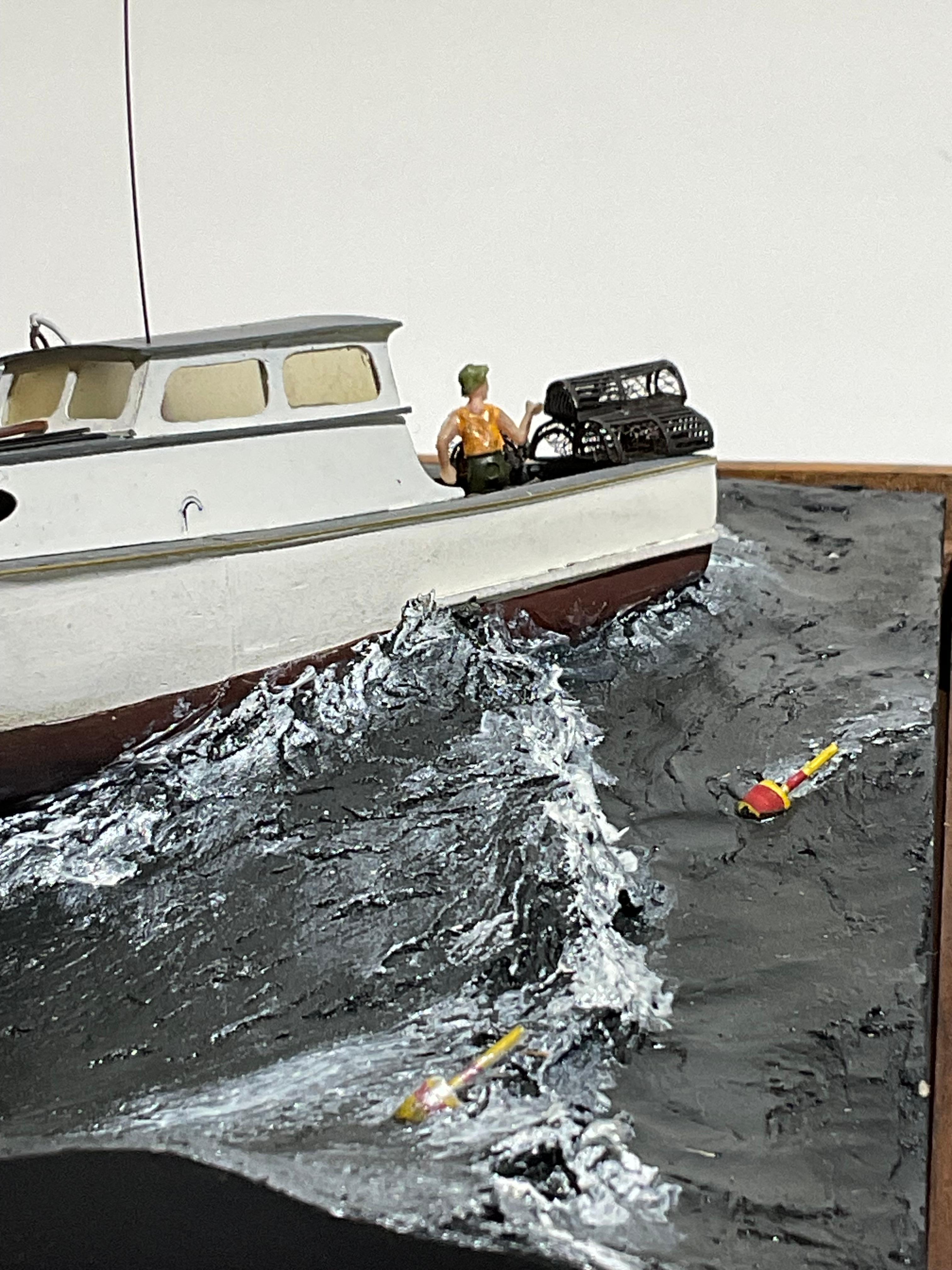 Lobster Boat Diorama Titled 