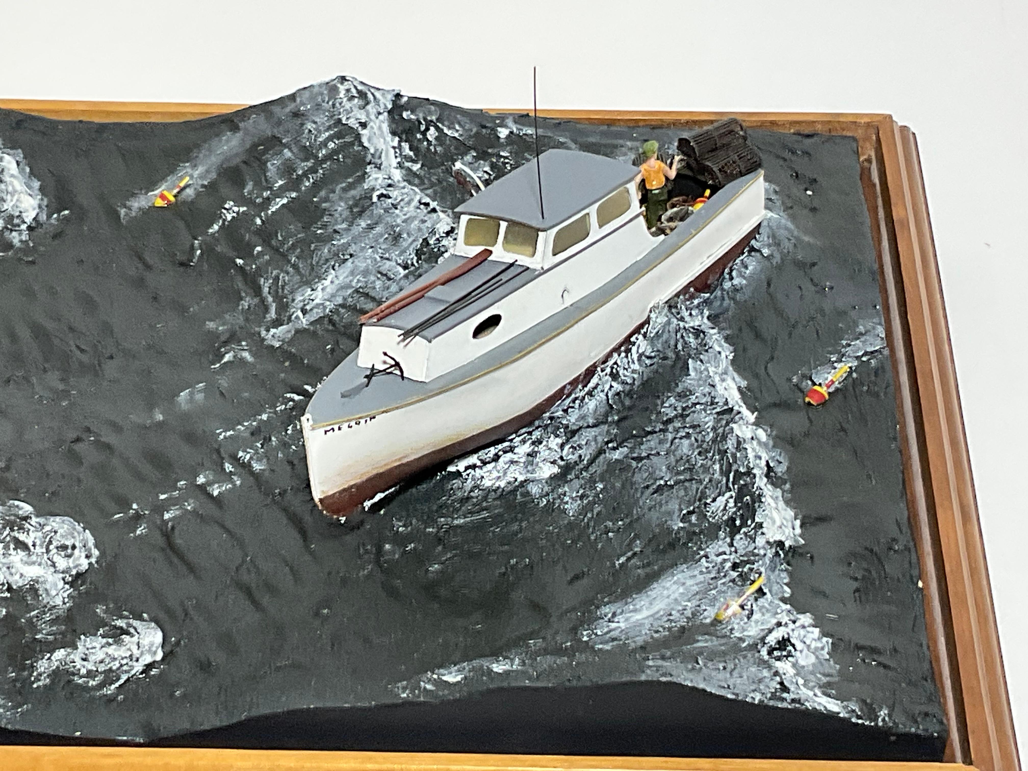 Lobster Boat Diorama Titled 