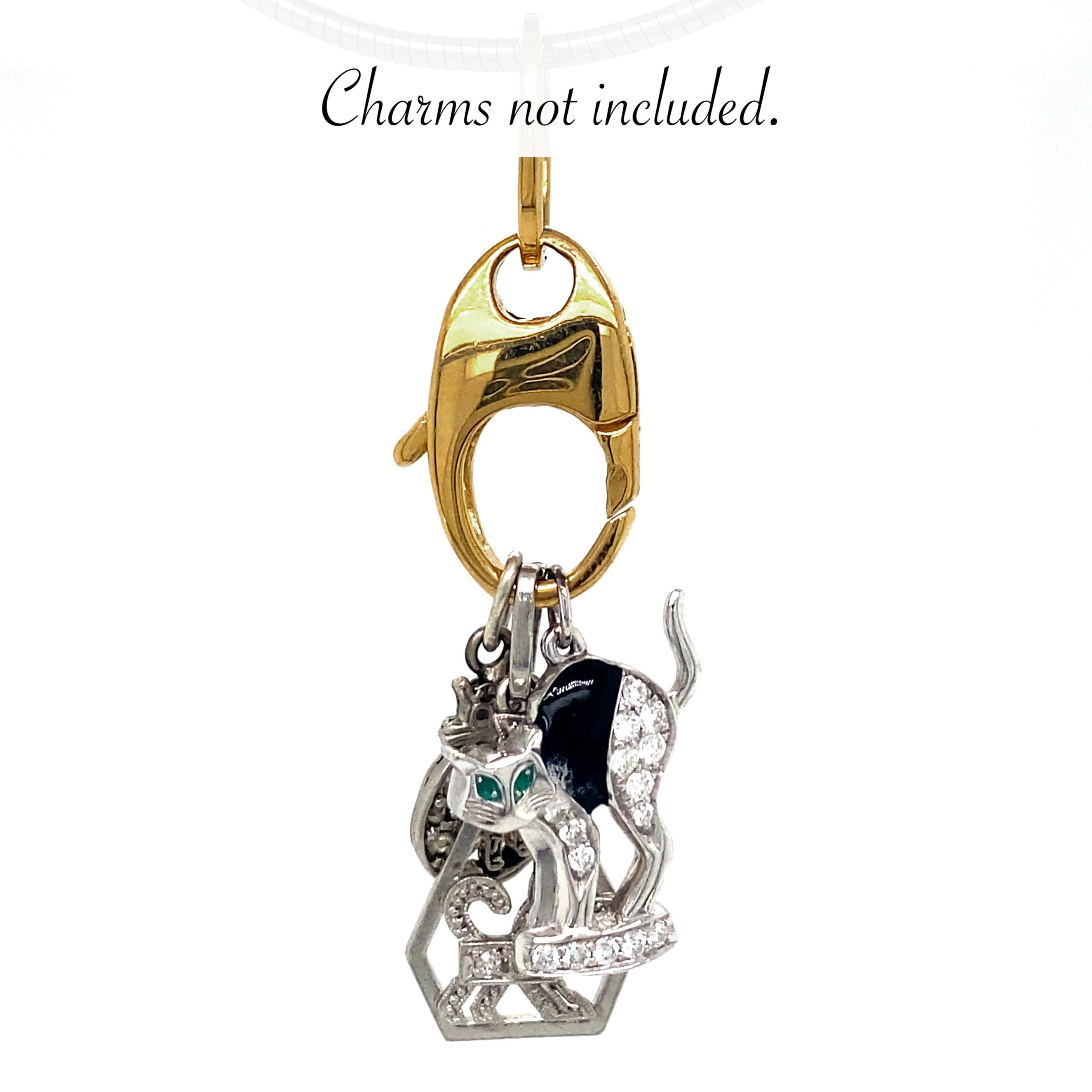 Contemporary Lobster Charm Holder Pendant in 18 Karat Gold with Steel & Gold Omega Chain