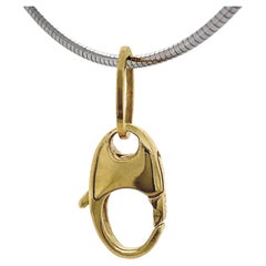 Lobster Charm Holder Pendant in 18 Karat Gold with Steel & Gold Omega Chain