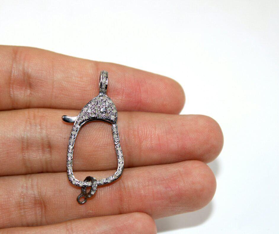 Art Deco Lobster Claw Clasp Jewelry Findings 925 Silver Diamond Jewelry Lock Supplies. For Sale