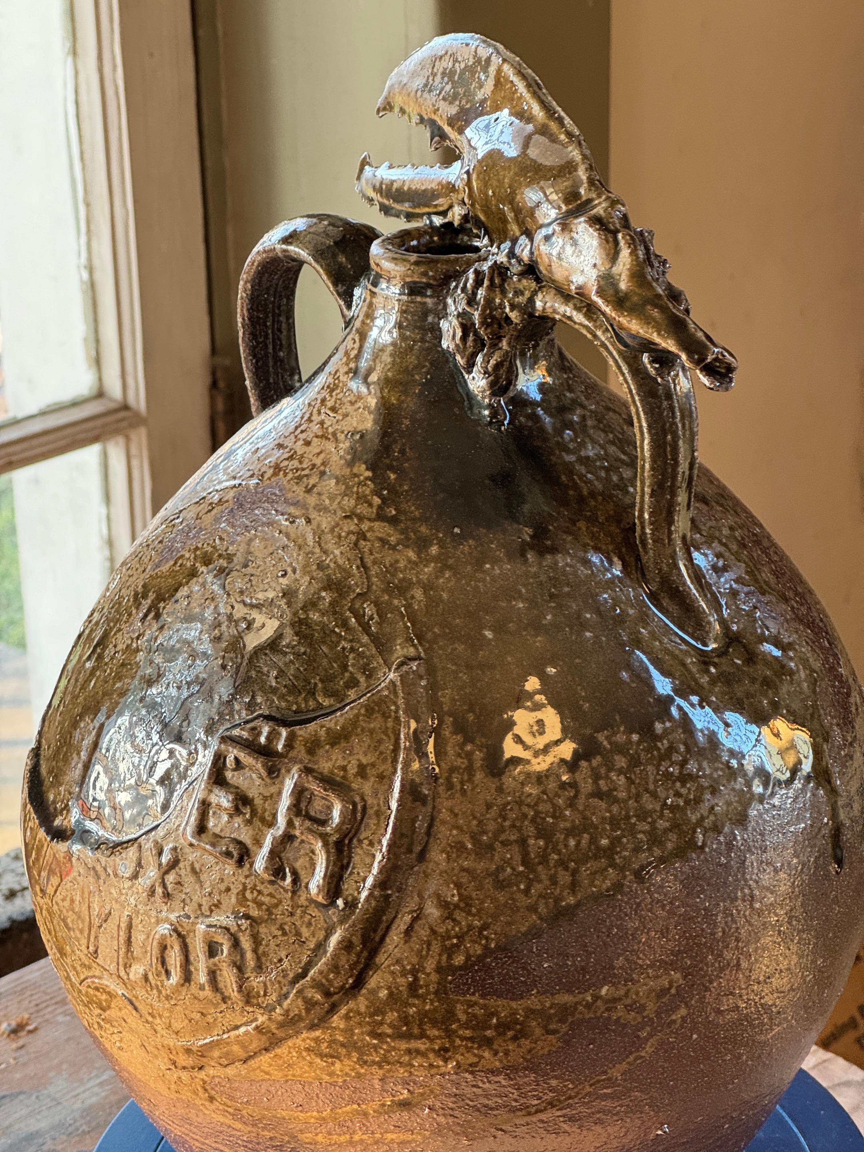 Hand-Crafted Ceramic Artist Michelle Erickson Lobster Jug wood fired stoneware For Sale
