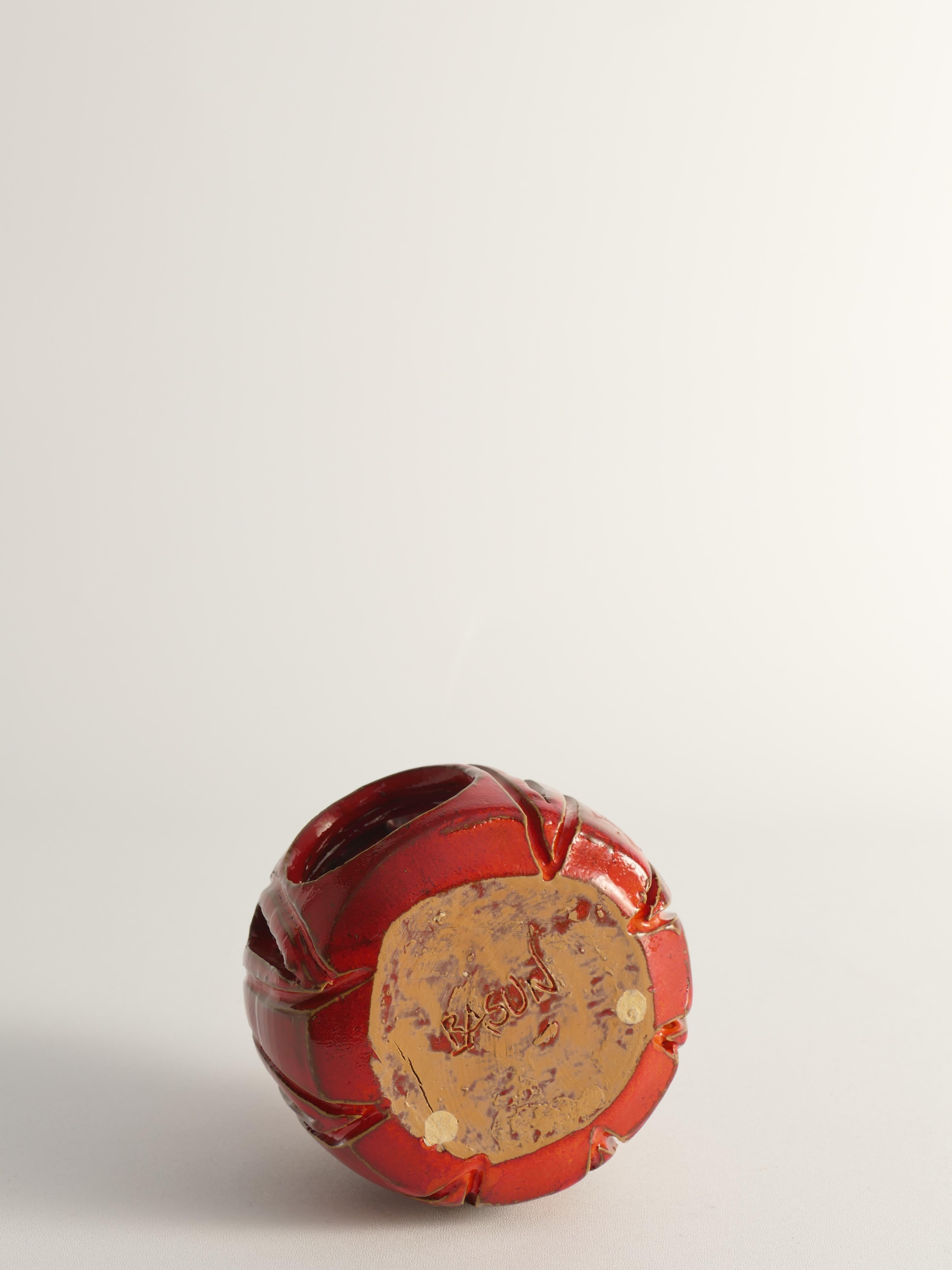 Lampada a candela in ceramica fatta a mano Lobster Red, di  Barbro Sundelin per Basun Keramik in vendita 2