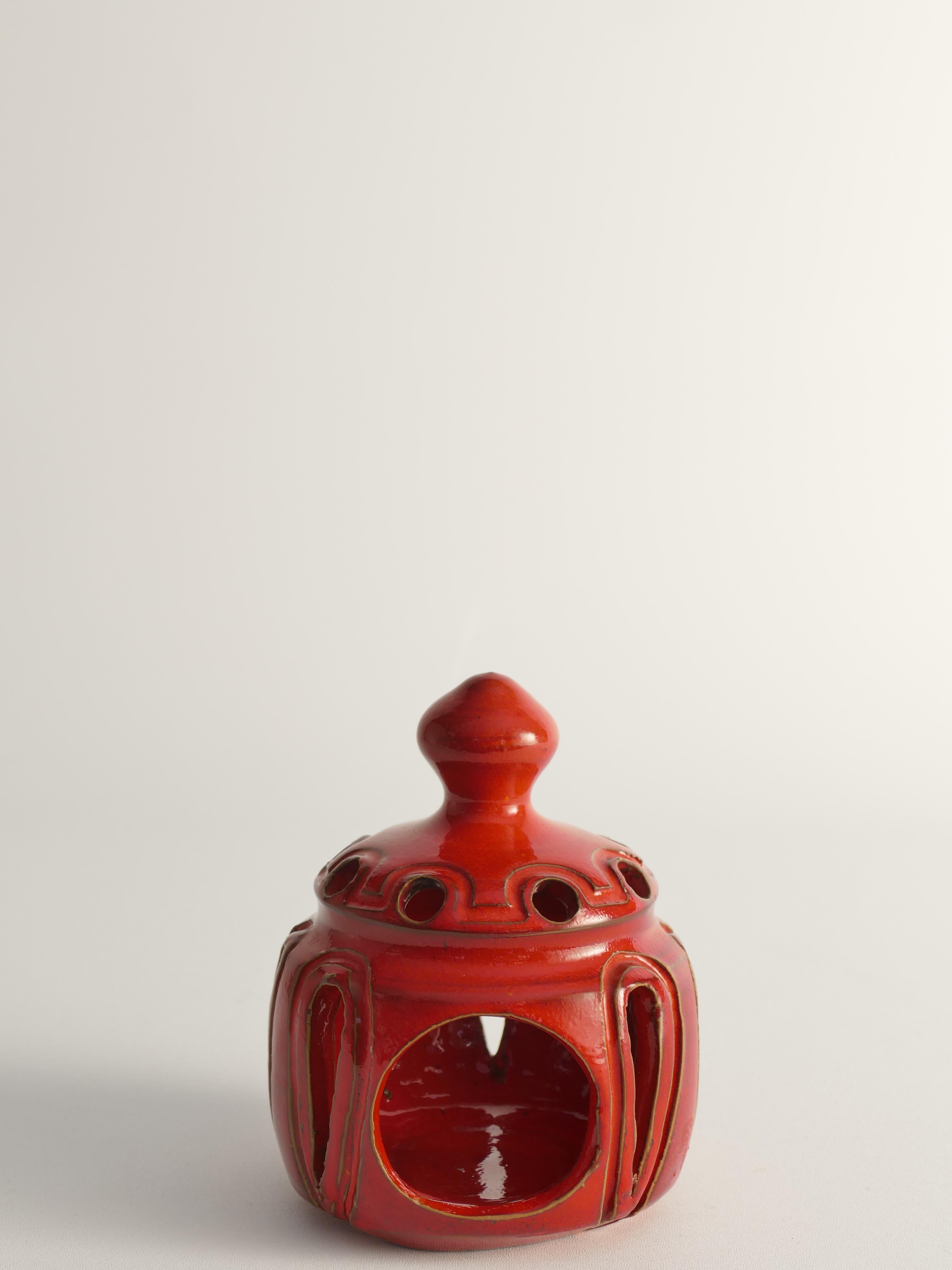 Lampada a candela in ceramica fatta a mano Lobster Red, di  Barbro Sundelin per Basun Keramik in vendita 3