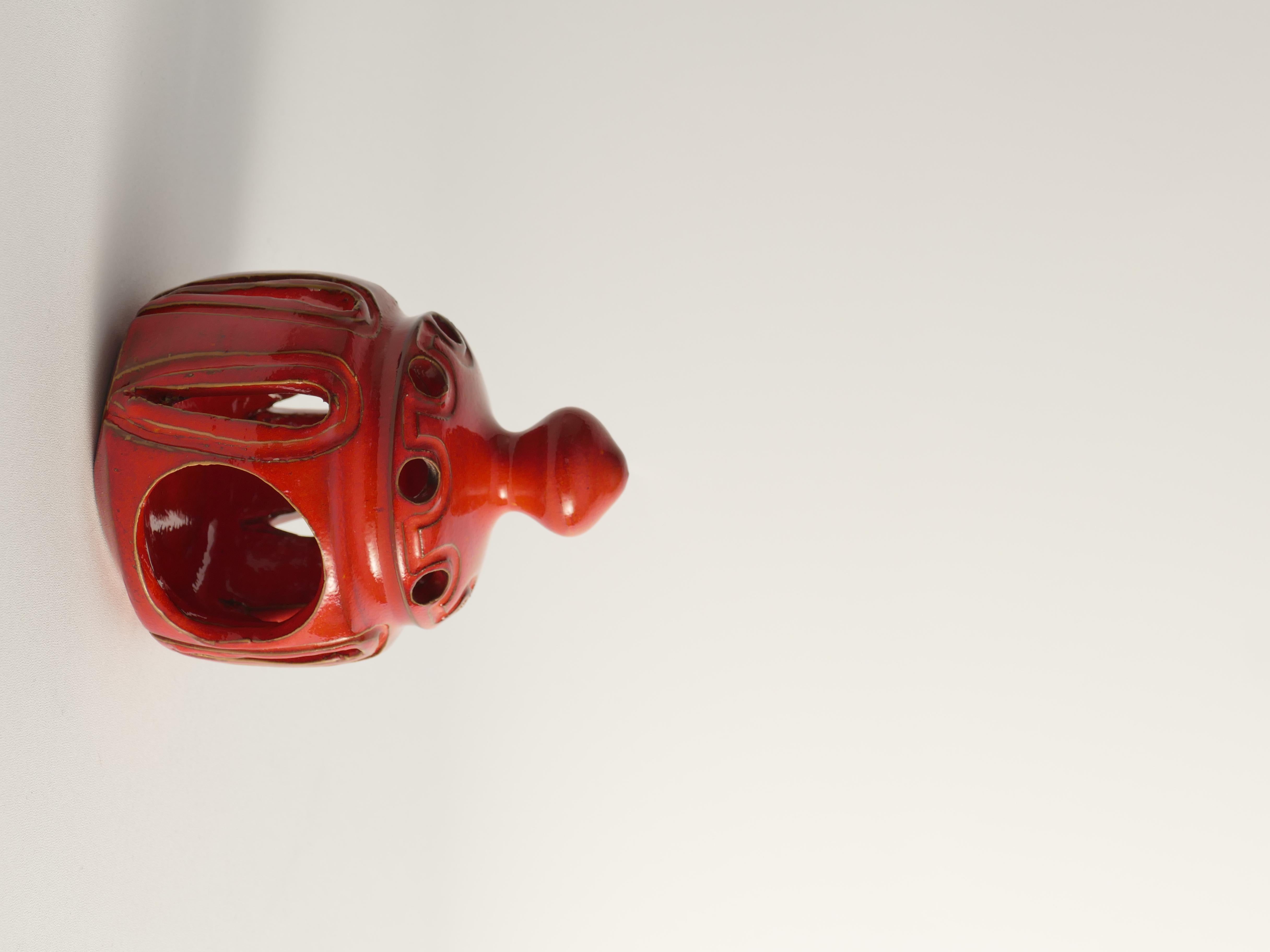 Lampada a candela in ceramica fatta a mano Lobster Red, di  Barbro Sundelin per Basun Keramik in vendita 4