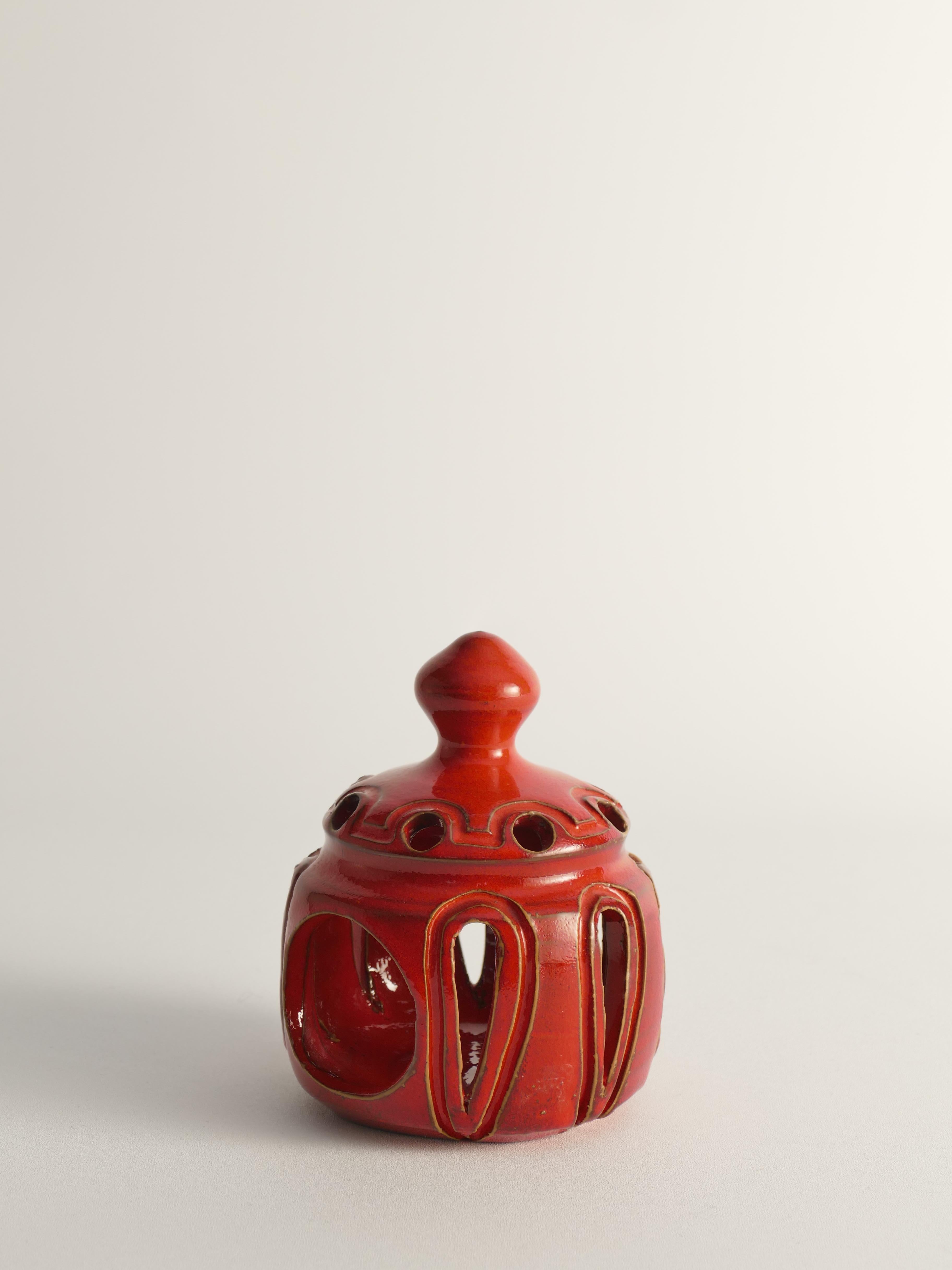 Fine XX secolo Lampada a candela in ceramica fatta a mano Lobster Red, di  Barbro Sundelin per Basun Keramik in vendita