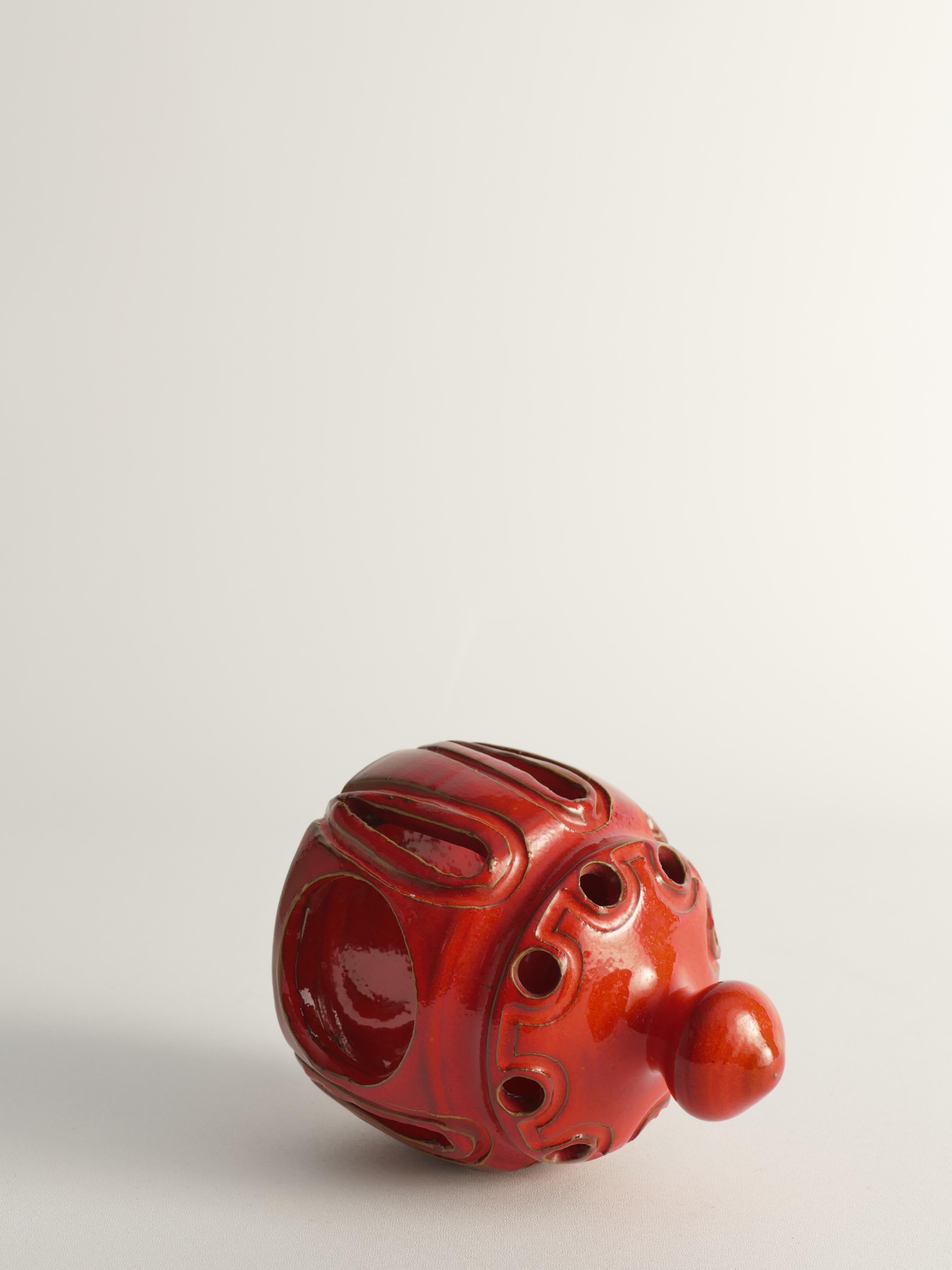 Cotto Lampada a candela in ceramica fatta a mano Lobster Red, di  Barbro Sundelin per Basun Keramik in vendita