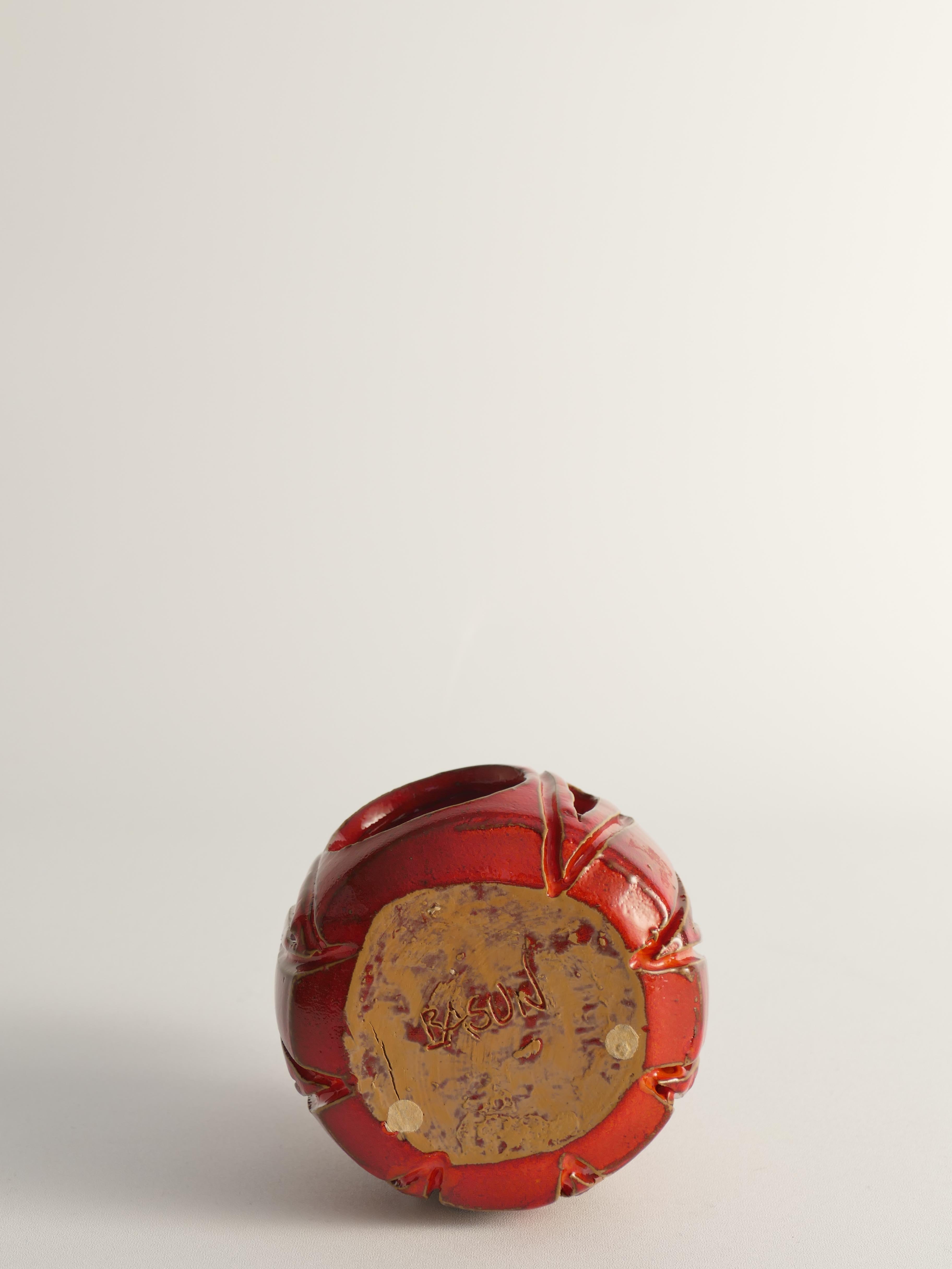 Lampada a candela in ceramica fatta a mano Lobster Red, di  Barbro Sundelin per Basun Keramik in vendita 1