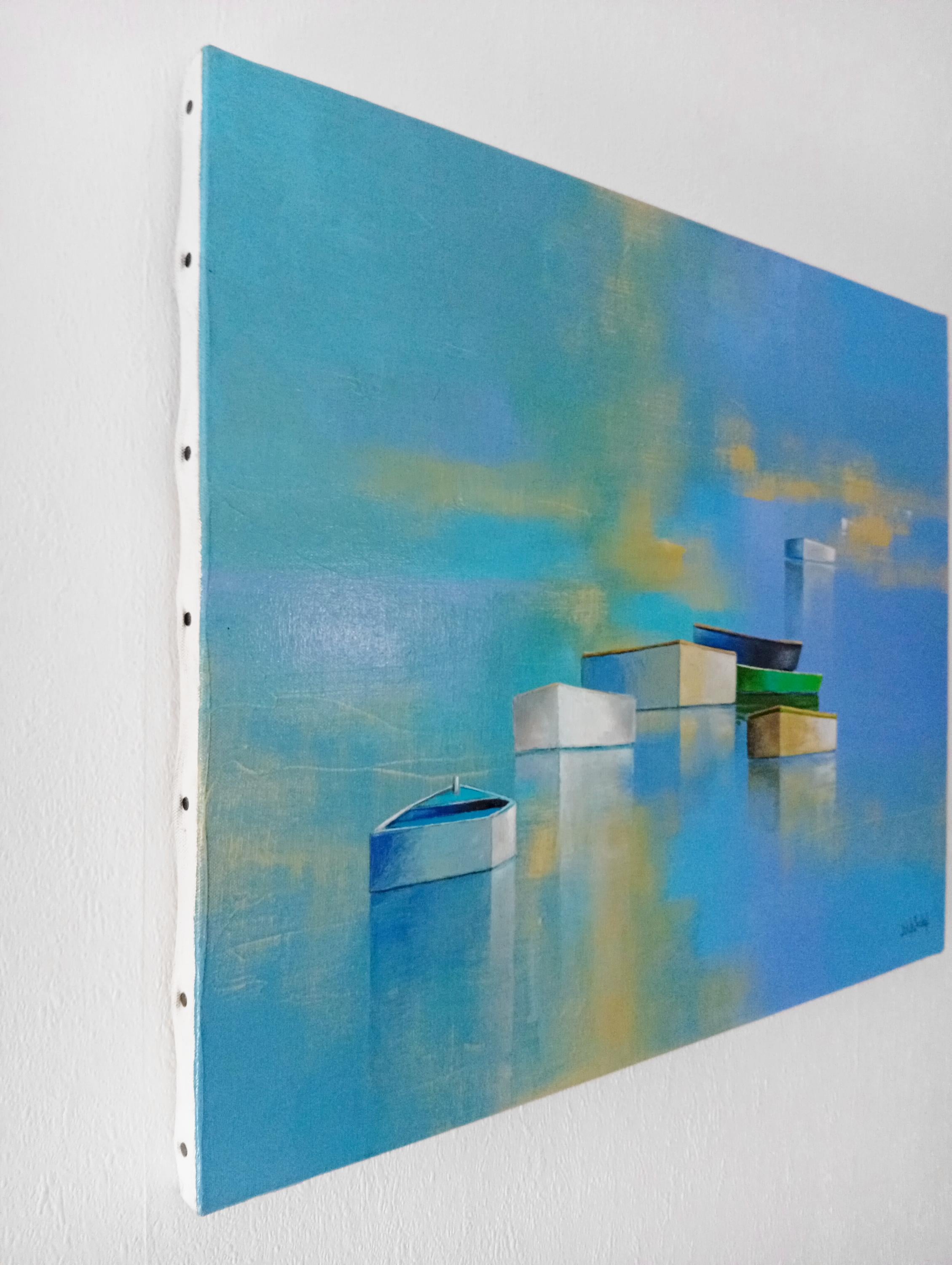 Reflets de mer, Contemporary Marine Painting, Seascape, Landscape Abstraction For Sale 5