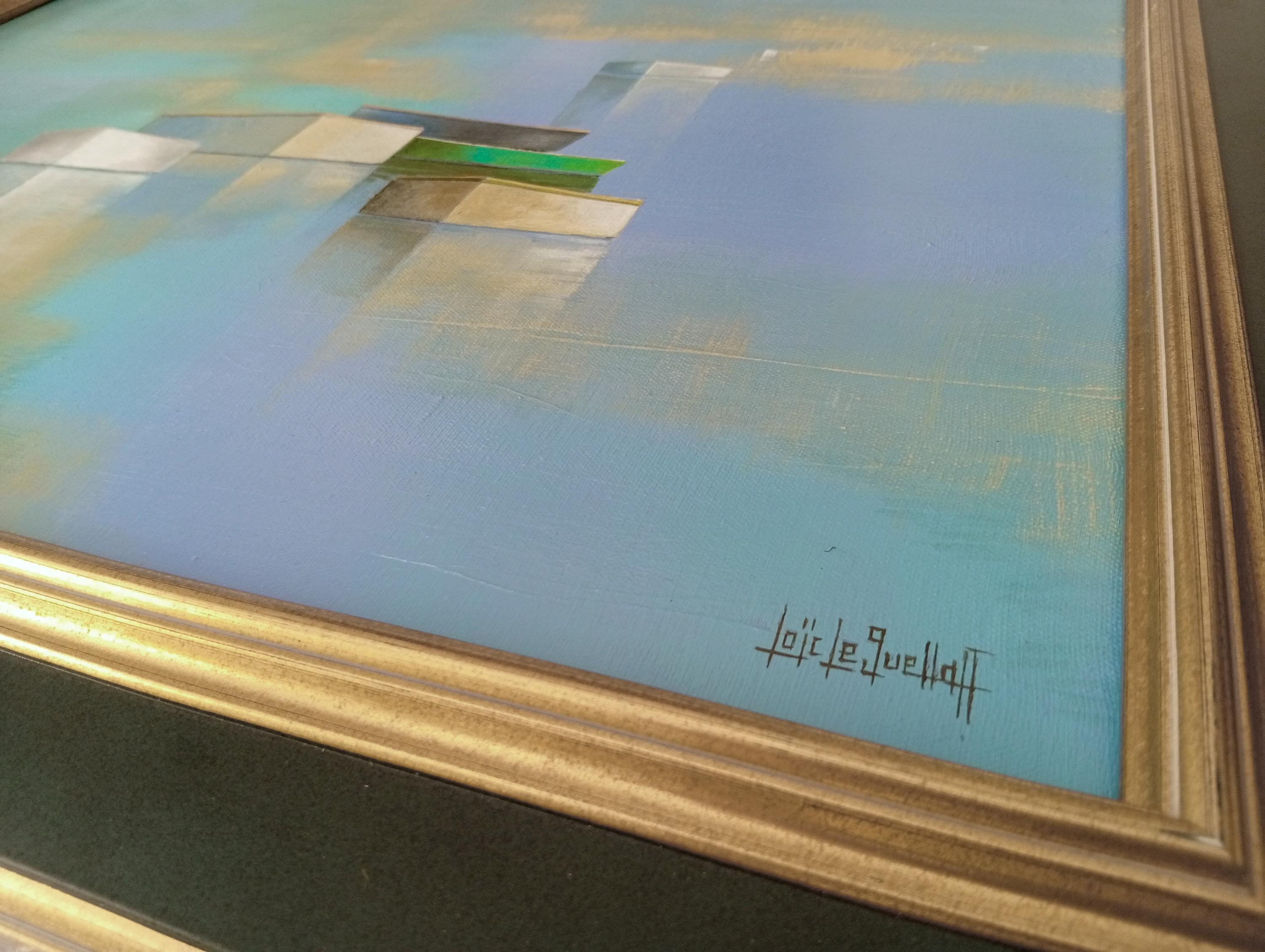Reflets de mer, Contemporary Marine Painting, Seascape, Landscape Abstraction - Blue Landscape Painting by Loïc Le Guellaff