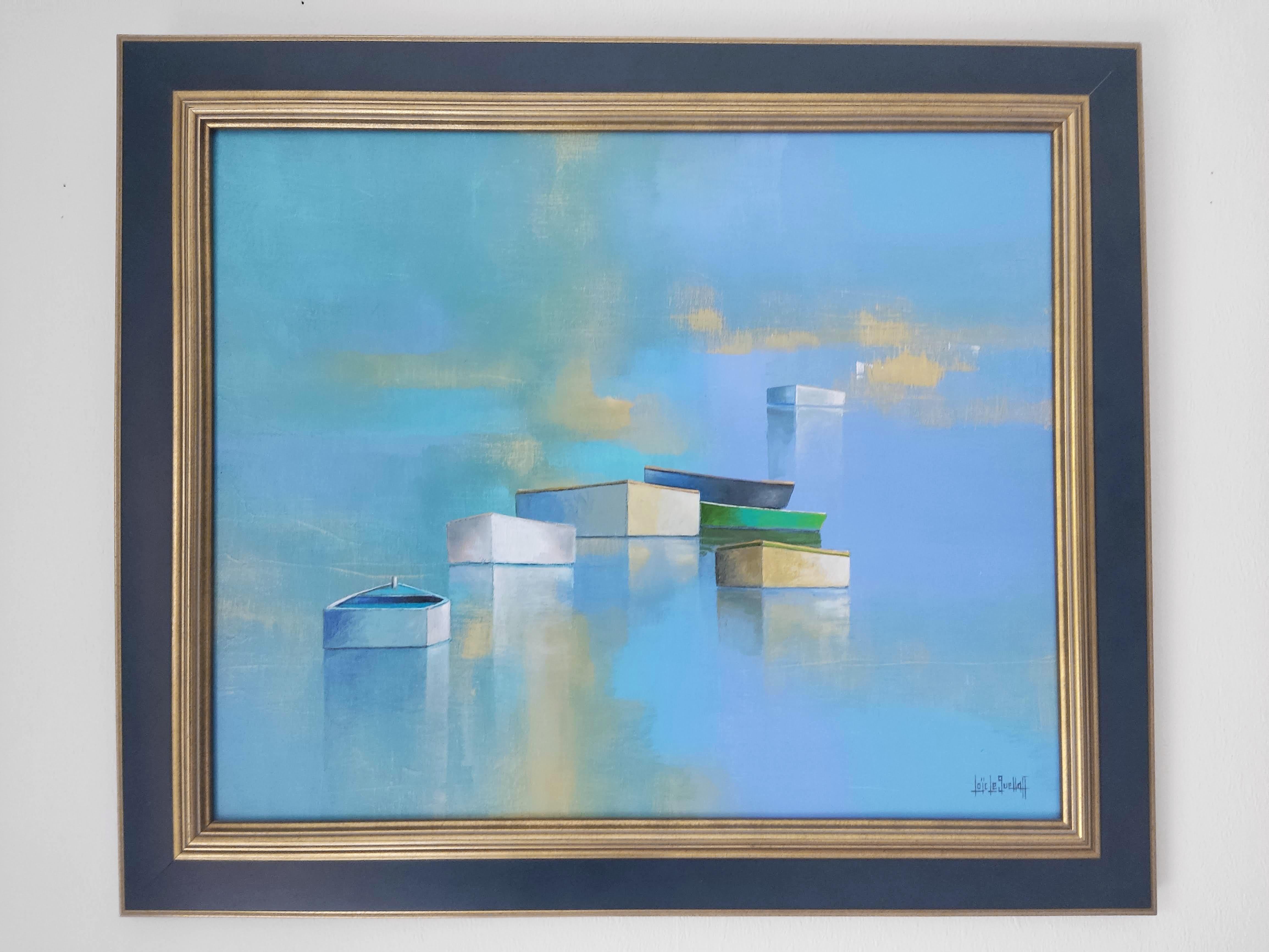 Work :  Original Painting, Unique Work. Painted in 1997. Framed. Provenance from Private collection in France. Very good Condition.
Medium : Acrylic on Linen Canvas.
Artist : Loïc Le Guellaff
Subject : Reflets de mer (Frensh Title), (EN : Sea