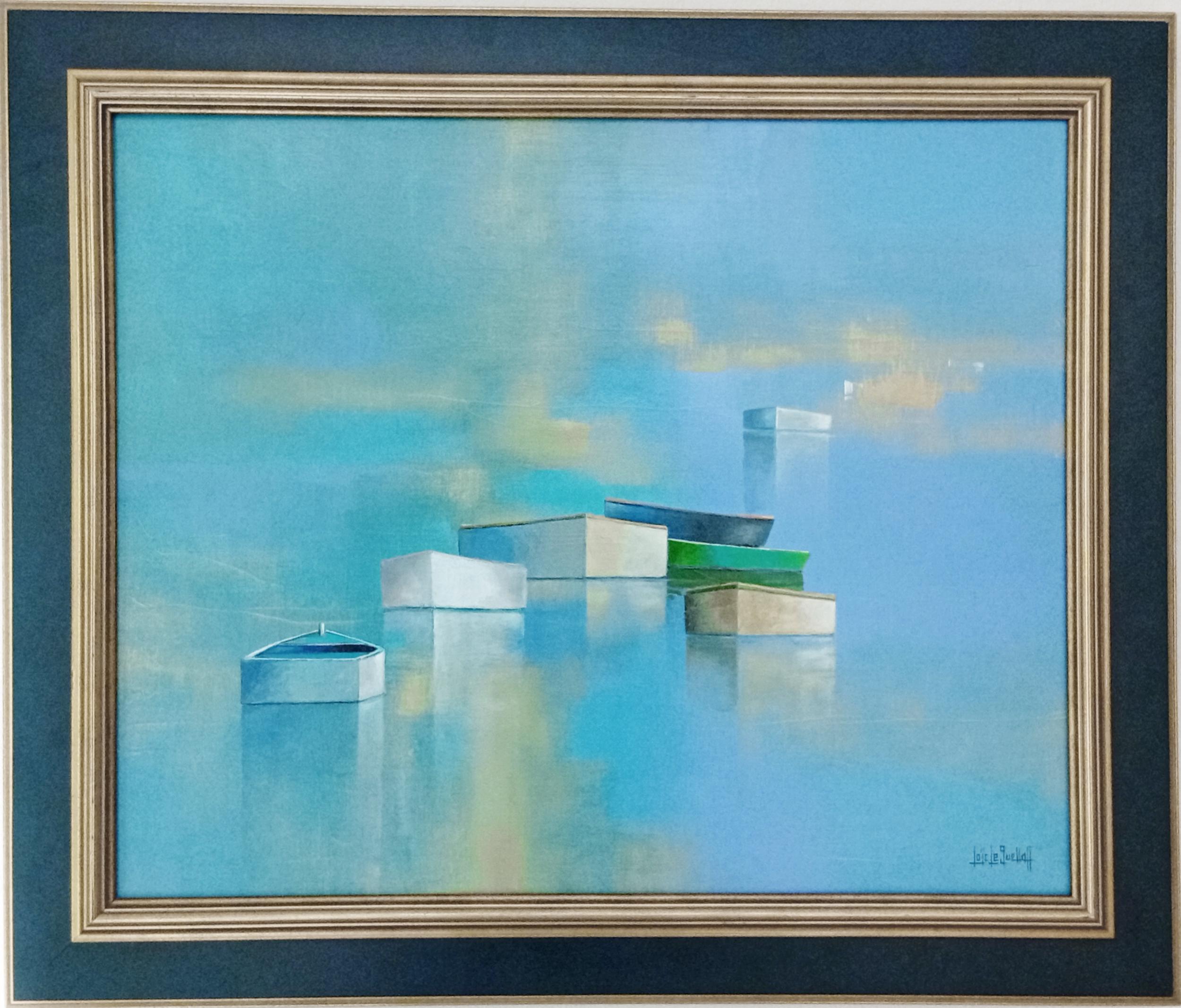 Loïc Le Guellaff Landscape Painting - Reflets de mer, Contemporary Marine Painting, Seascape, Landscape Abstraction
