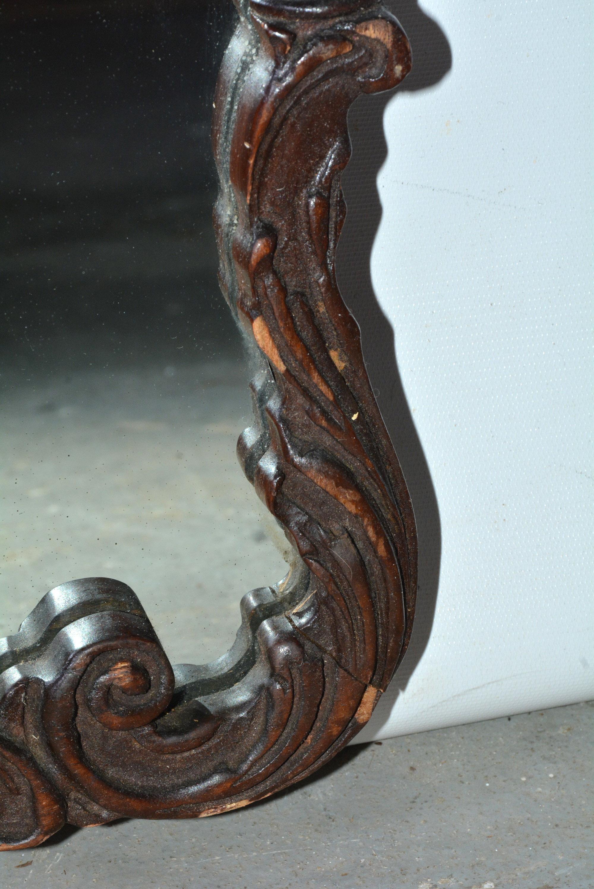 Hand-Carved Antique Georgian Mahogany Hall Mirror