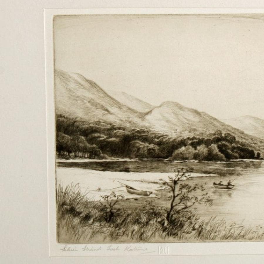 Loch Katrine Etching by Jackson Simpson, 20th Century In Good Condition For Sale In London, GB