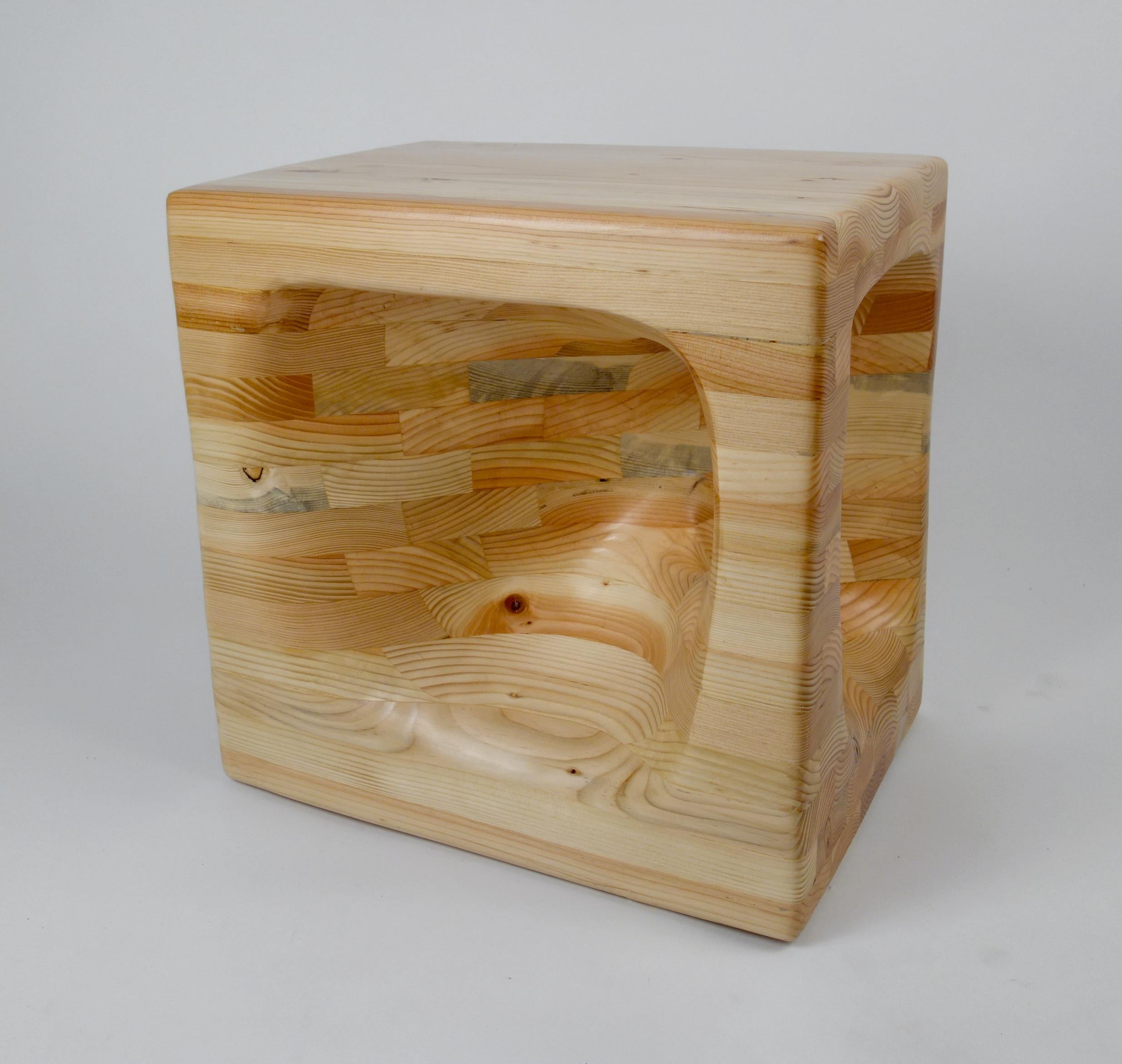 Modern Loch Side Table Hand Carved in Solid Fir For Sale