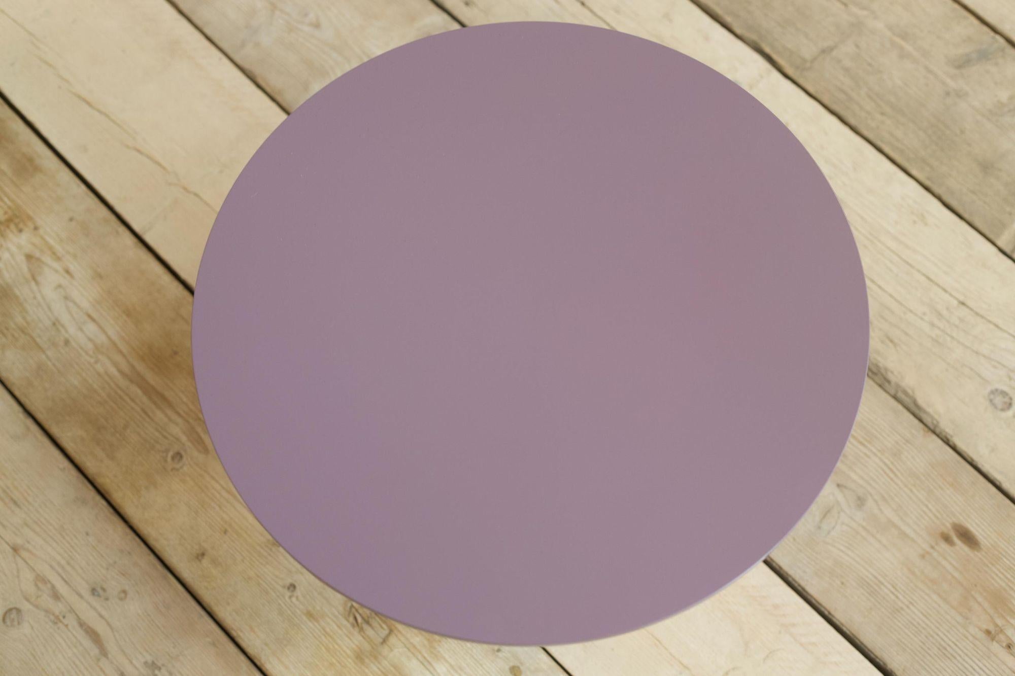 Contemporary 'Loch' Turned Wood & Lacquered Side Table Heather For Sale