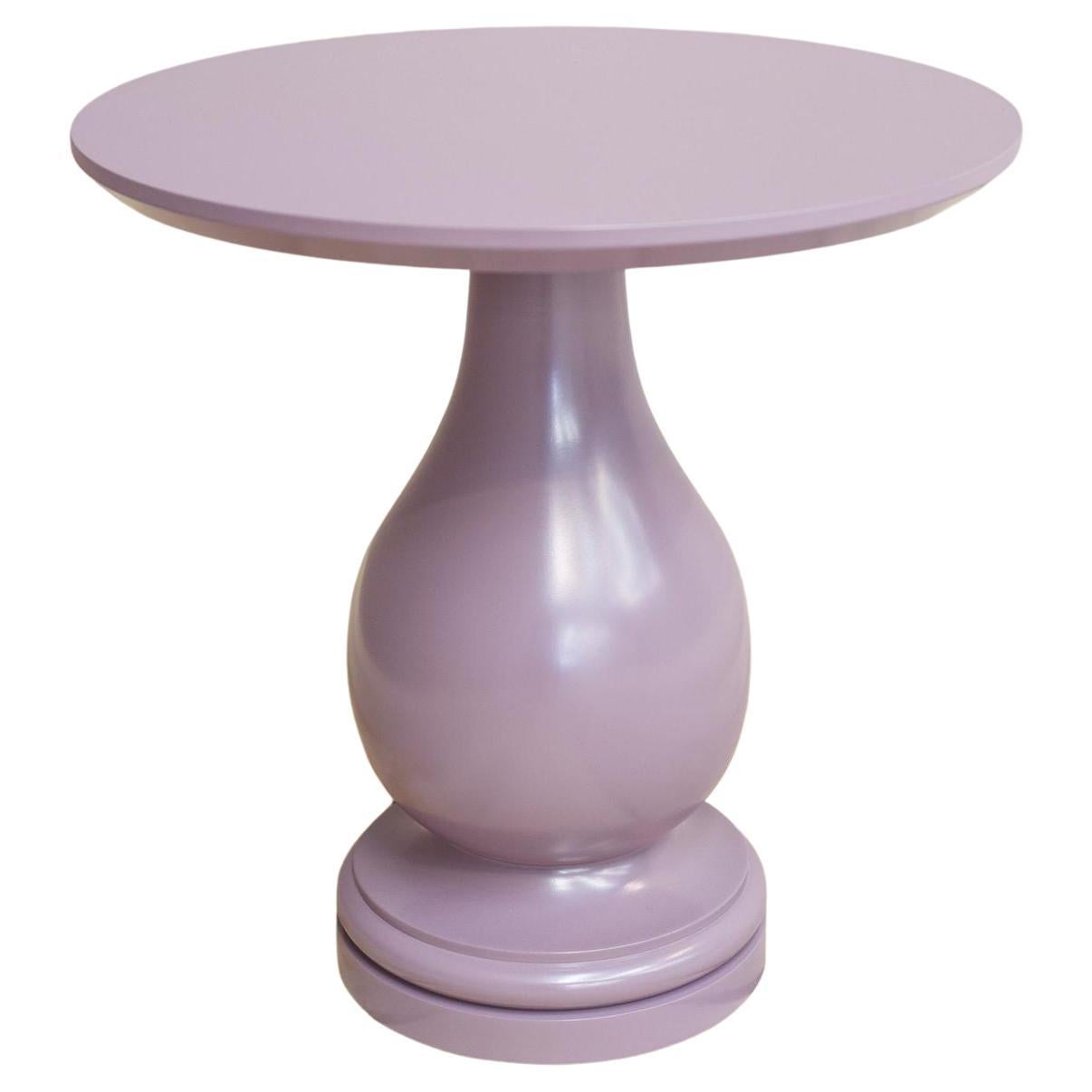 'Loch' Turned Wood & Lacquered Side Table Heather For Sale