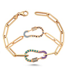 Lock Bracelet in 14K Rose Gold with 0.14ct White Diamond by Selda Jewellery