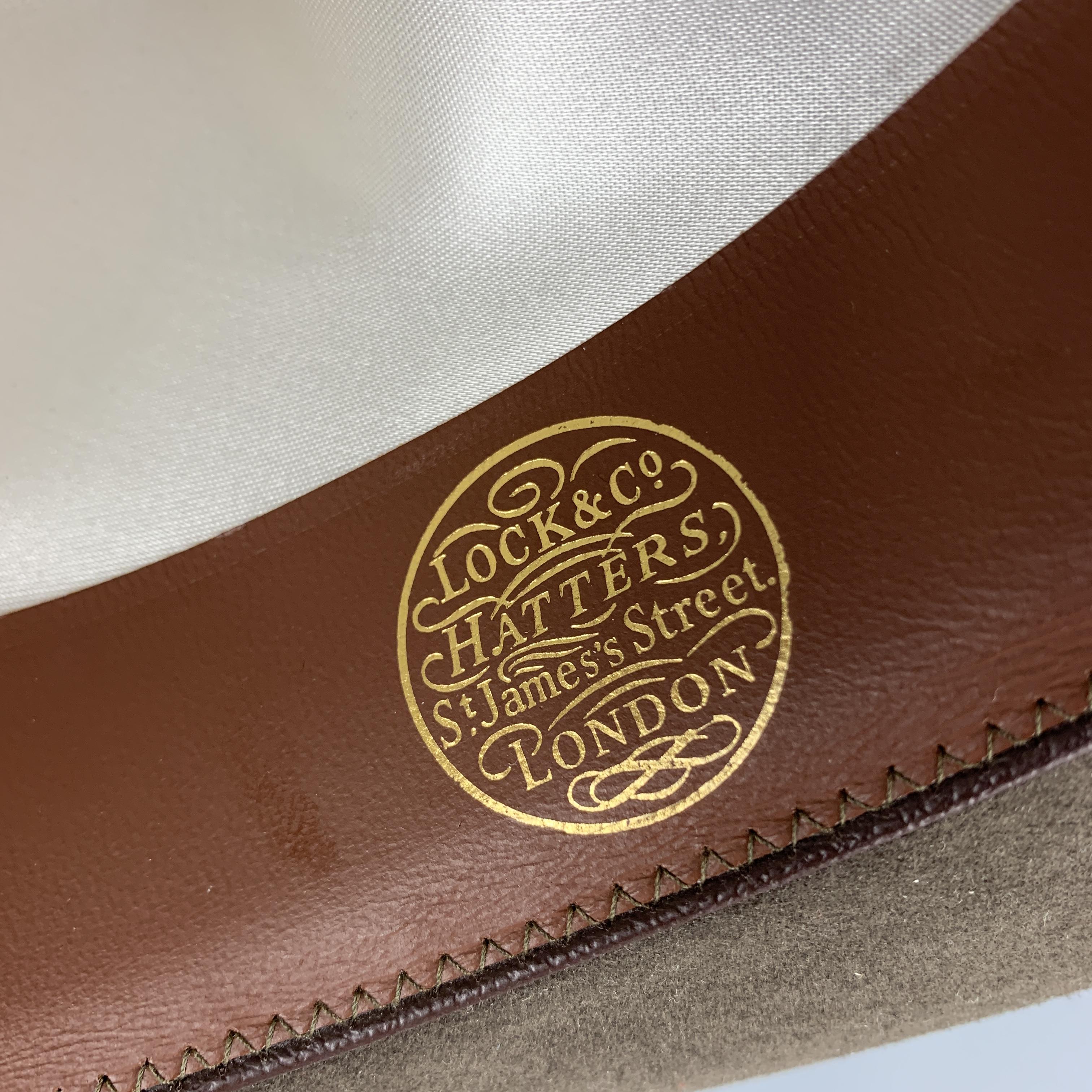 LOCK & CO HATTERS Olive Green Fur Felt Thick Grosgrain Trim Fedora In Excellent Condition In San Francisco, CA