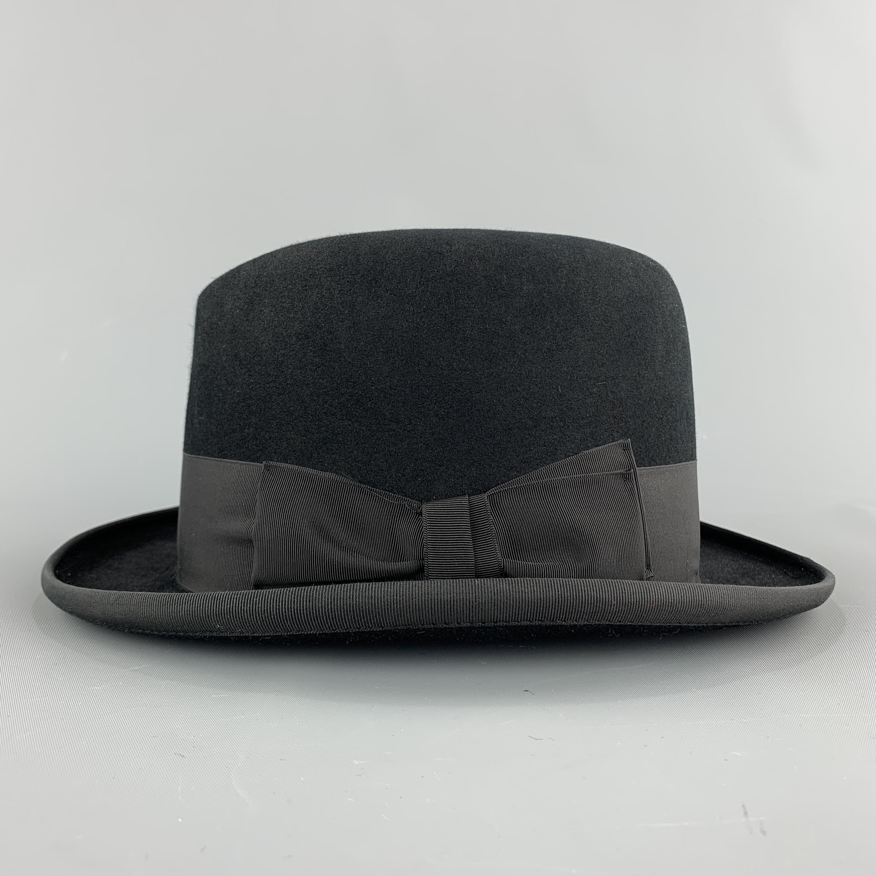 Men's LOCK & CO HATTERS Size L Black Fur Felt Grosgrain Ribbon Hat
