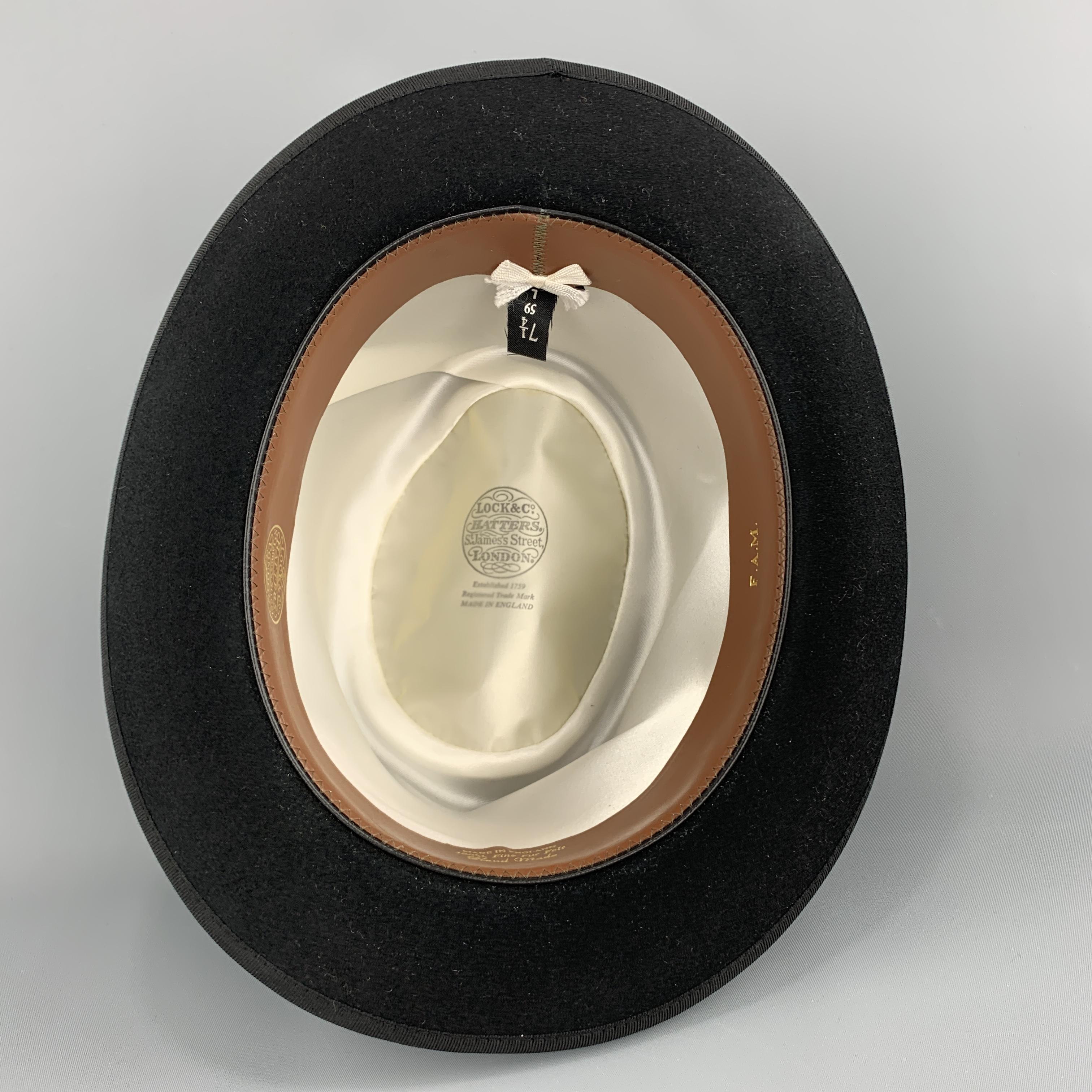 LOCK & CO HATTERS Size L Black Fur Felt Grosgrain Ribbon Hat 1