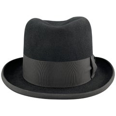 LOCK & CO HATTERS Size L Black Fur Felt Grosgrain Ribbon Hat