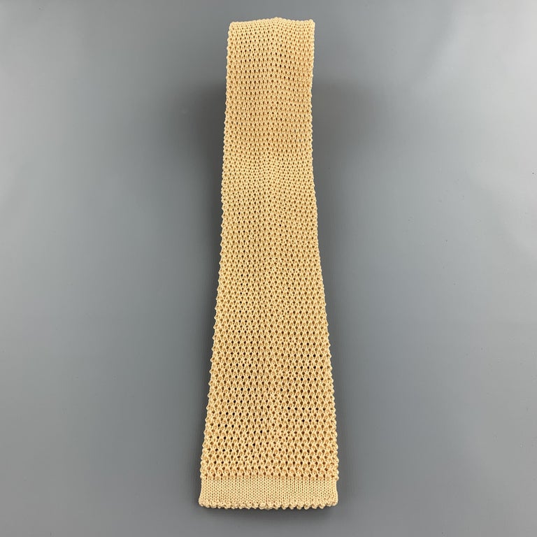 LOCK and CO LONDON Golden Beige Silk Textured Knit Tie at 1stDibs