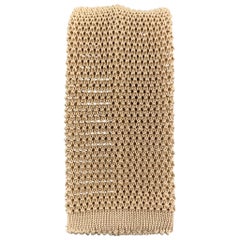 LOCK & CO LONDON Corbata de punto con textura de seda beige caqui