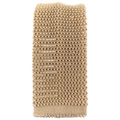 LOCK & CO LONDON Khaki Beige Silk Textured Knit Tie