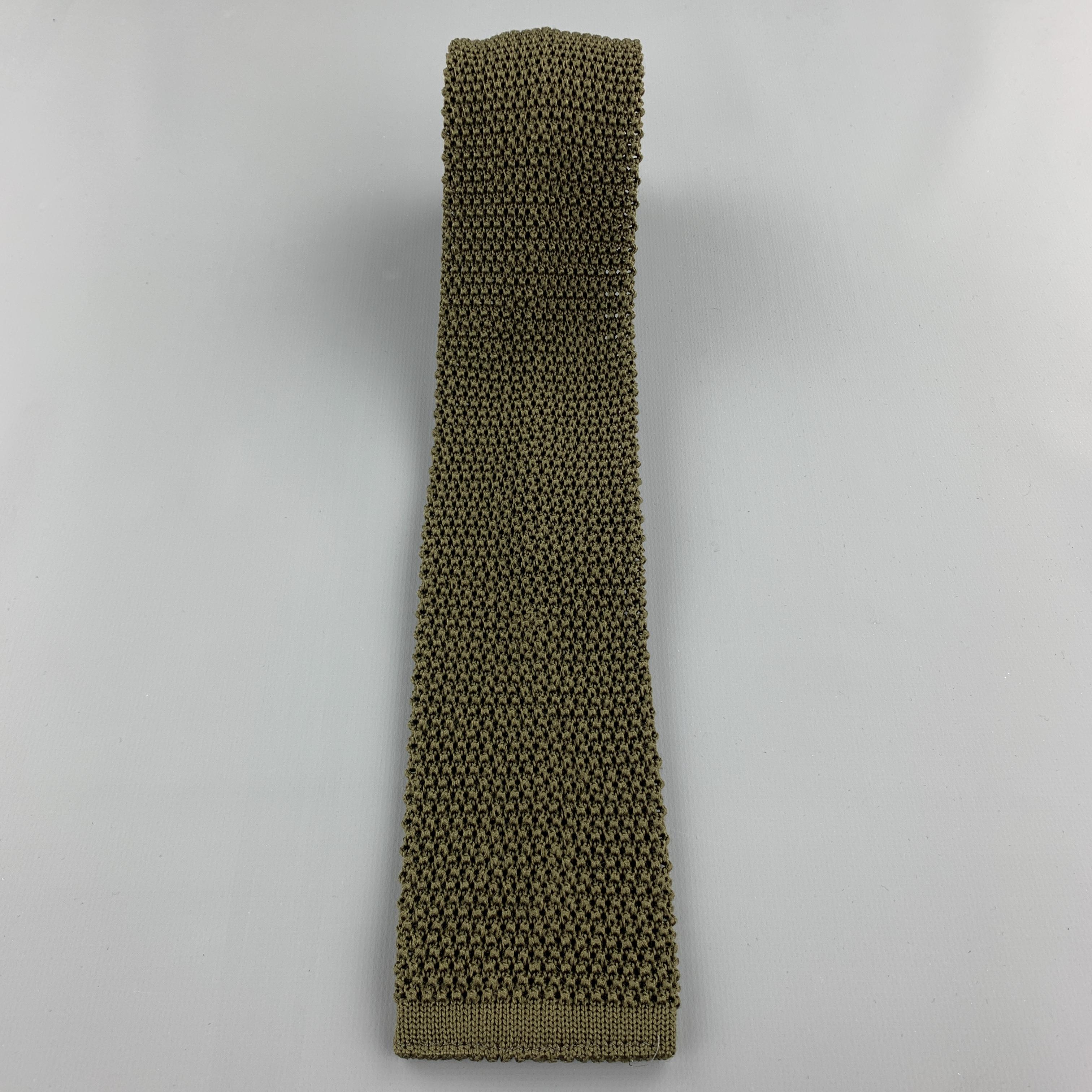 Black LOCK & CO LONDON Olive Silk Textured Knit Tie