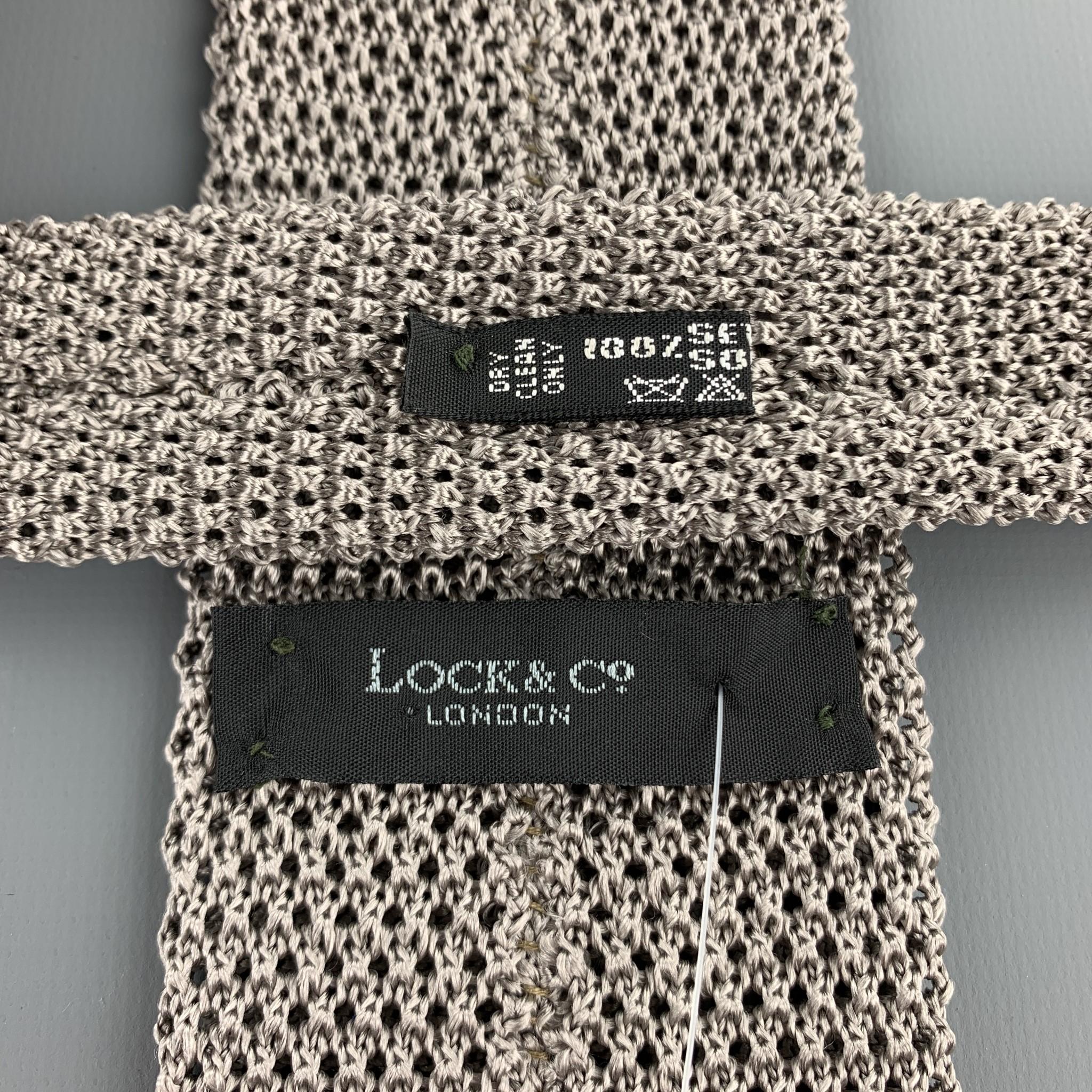 Men's LOCK & CO LONDON Taupe Gray Silk Textured Knit Tie