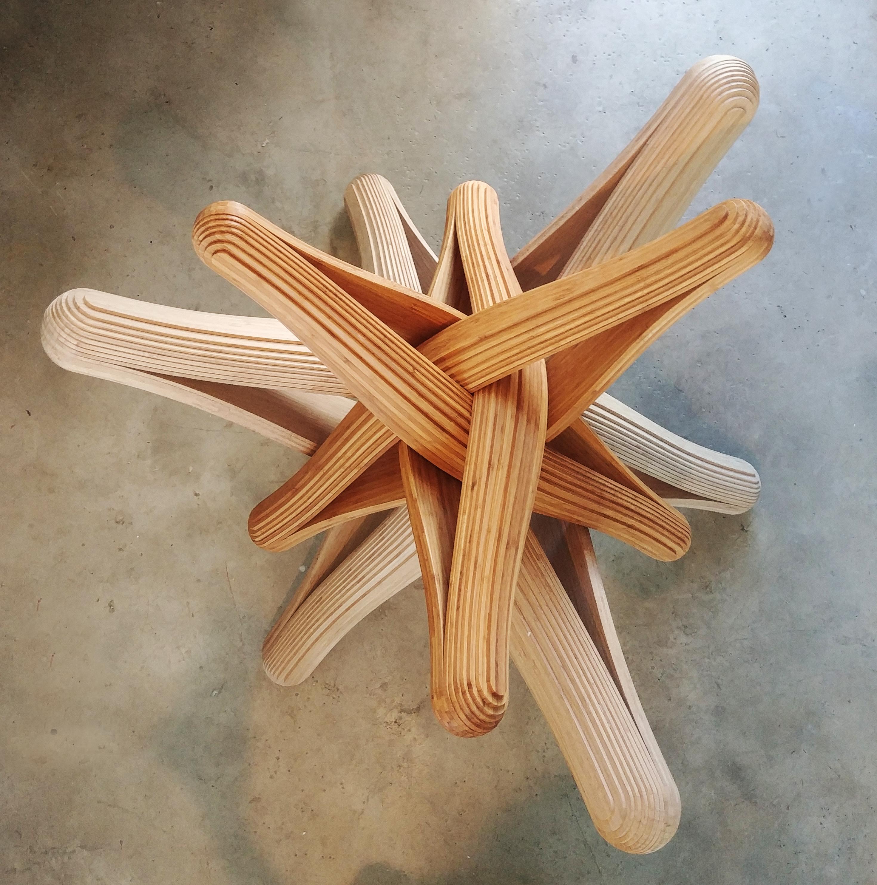 Lock (coffee)  caramel bamboo sculptural coffee table For Sale 3