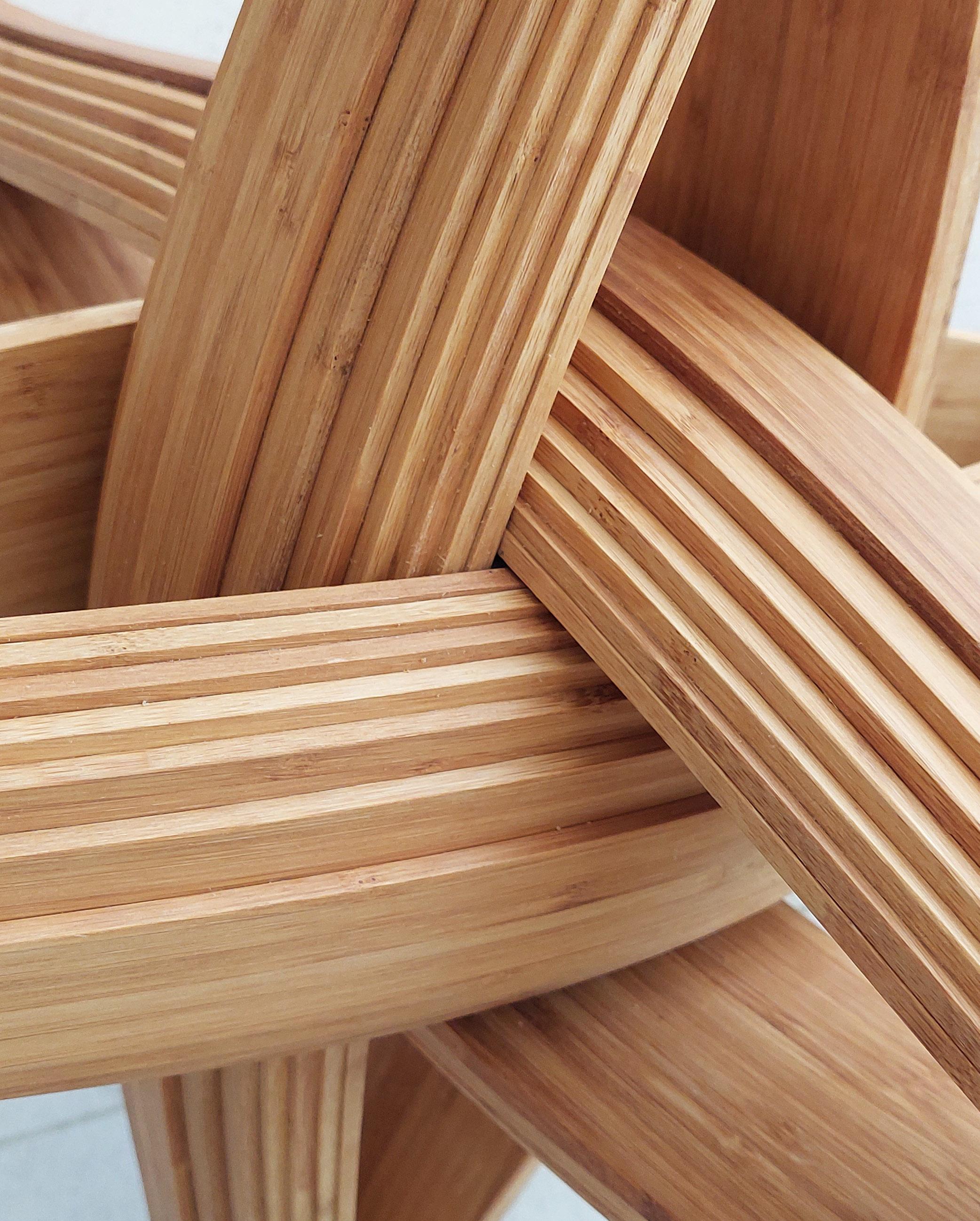 Dutch Lock (coffee)  caramel bamboo sculptural coffee table For Sale
