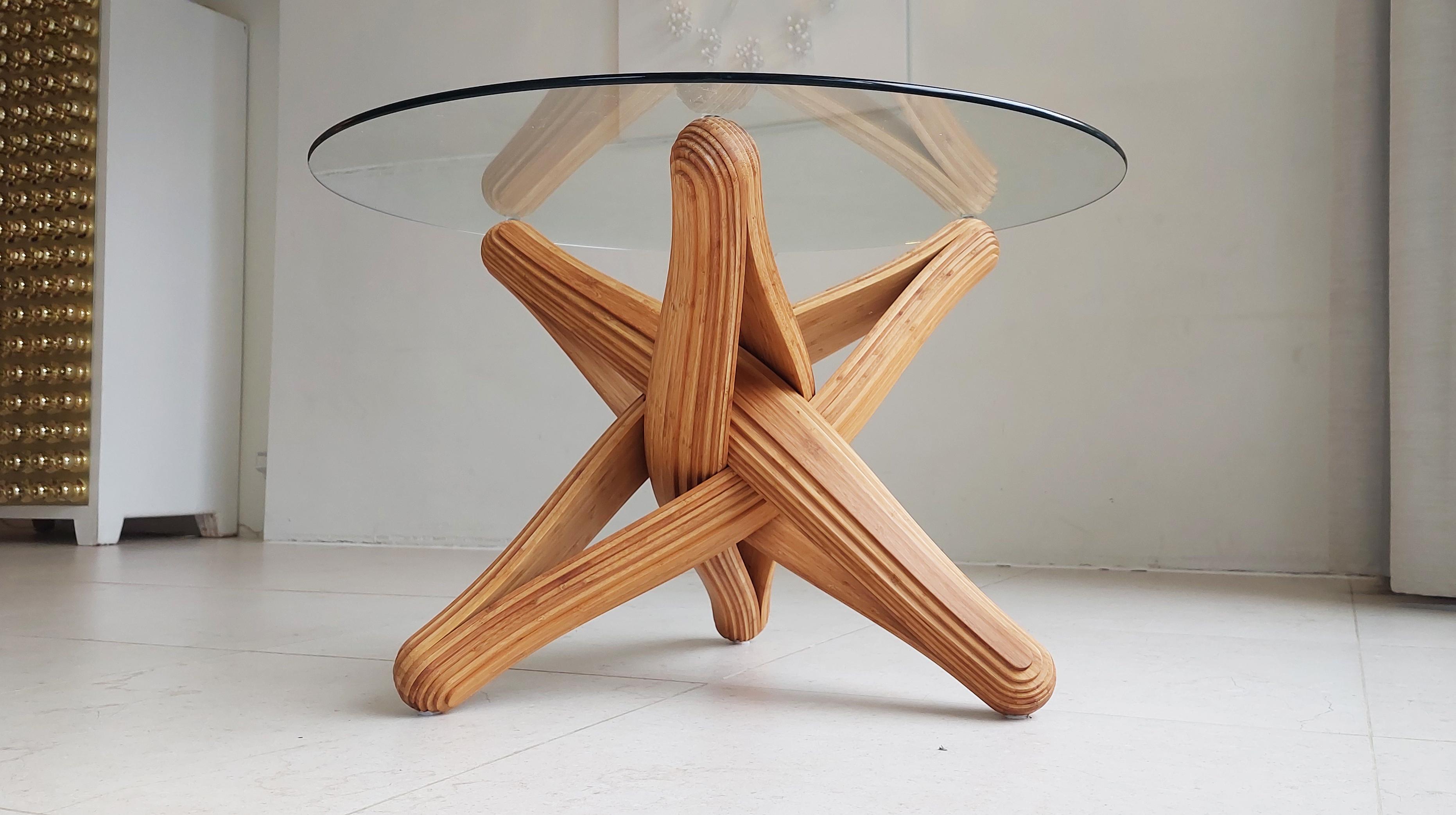 Lock (coffee)  caramel bamboo sculptural coffee table For Sale 1