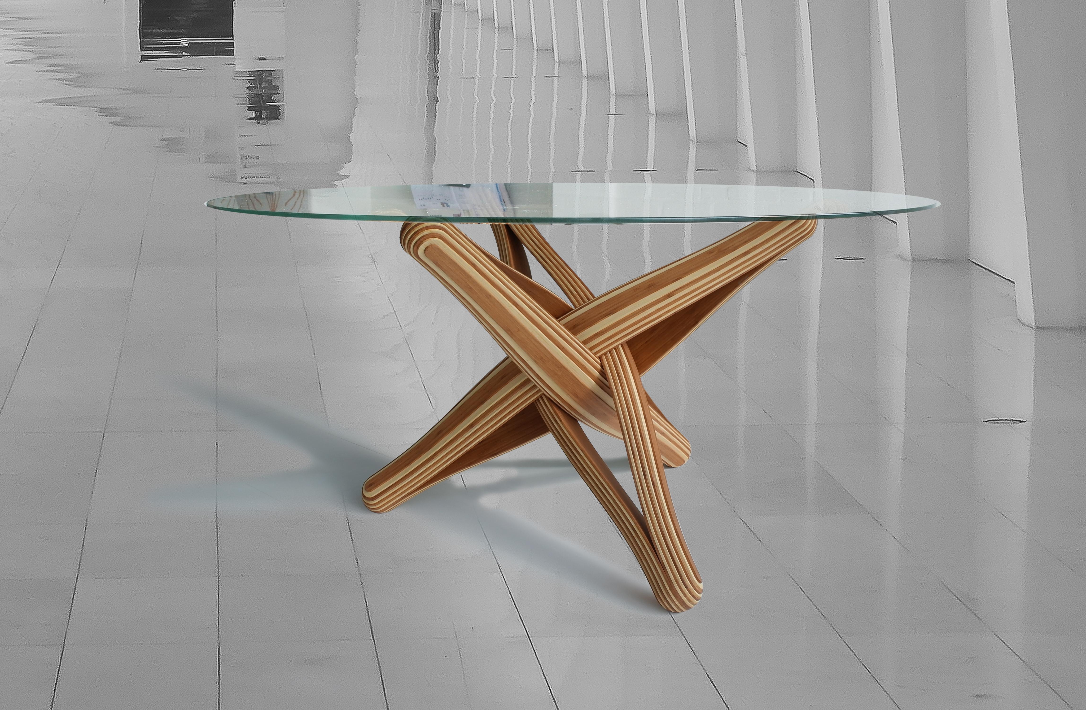 “Lock D” Sculptural Bamboo Dining Table, 'Base' For Sale 3