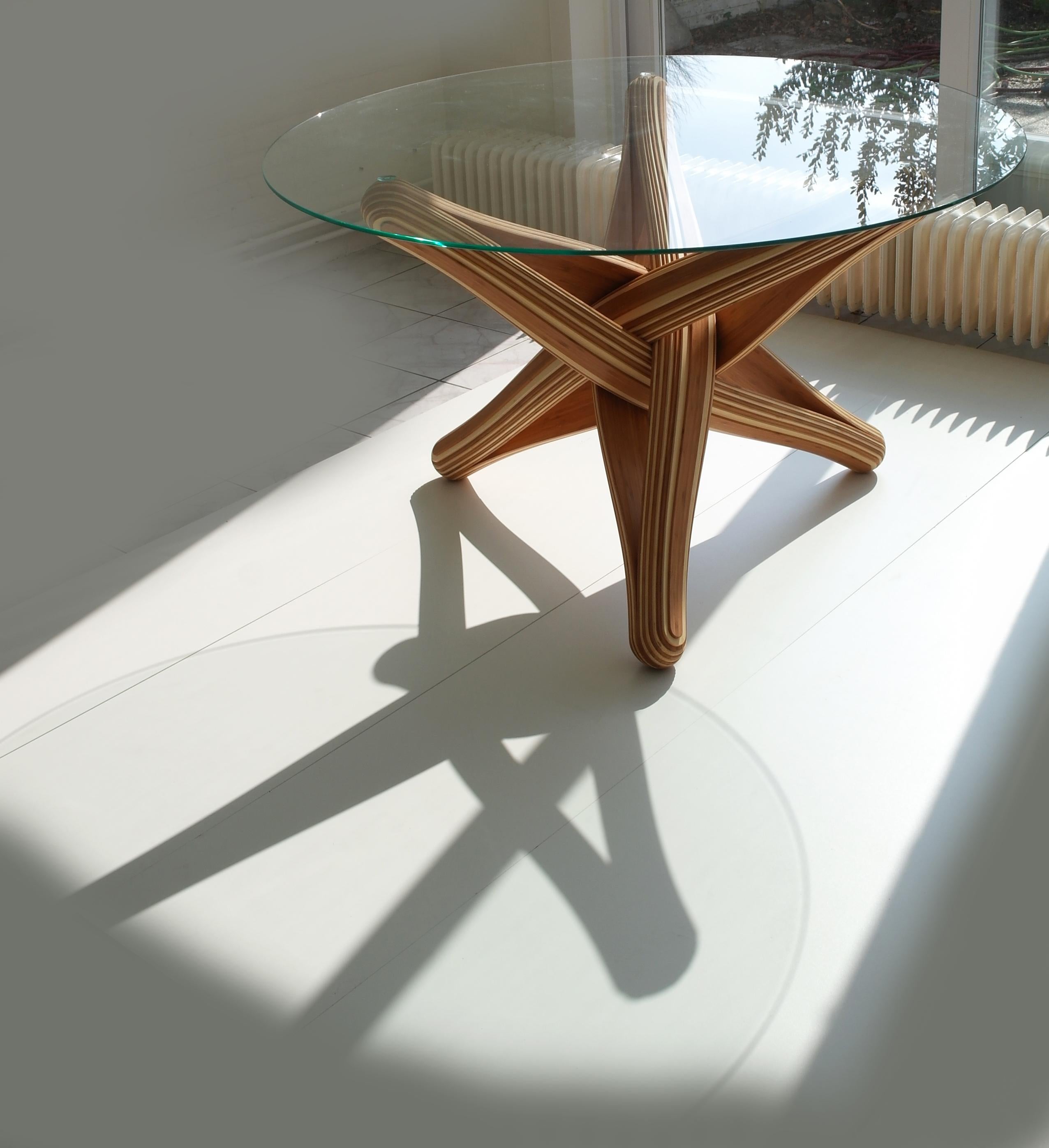 “Lock D” Sculptural Bamboo Dining Table, 'Base' For Sale 4