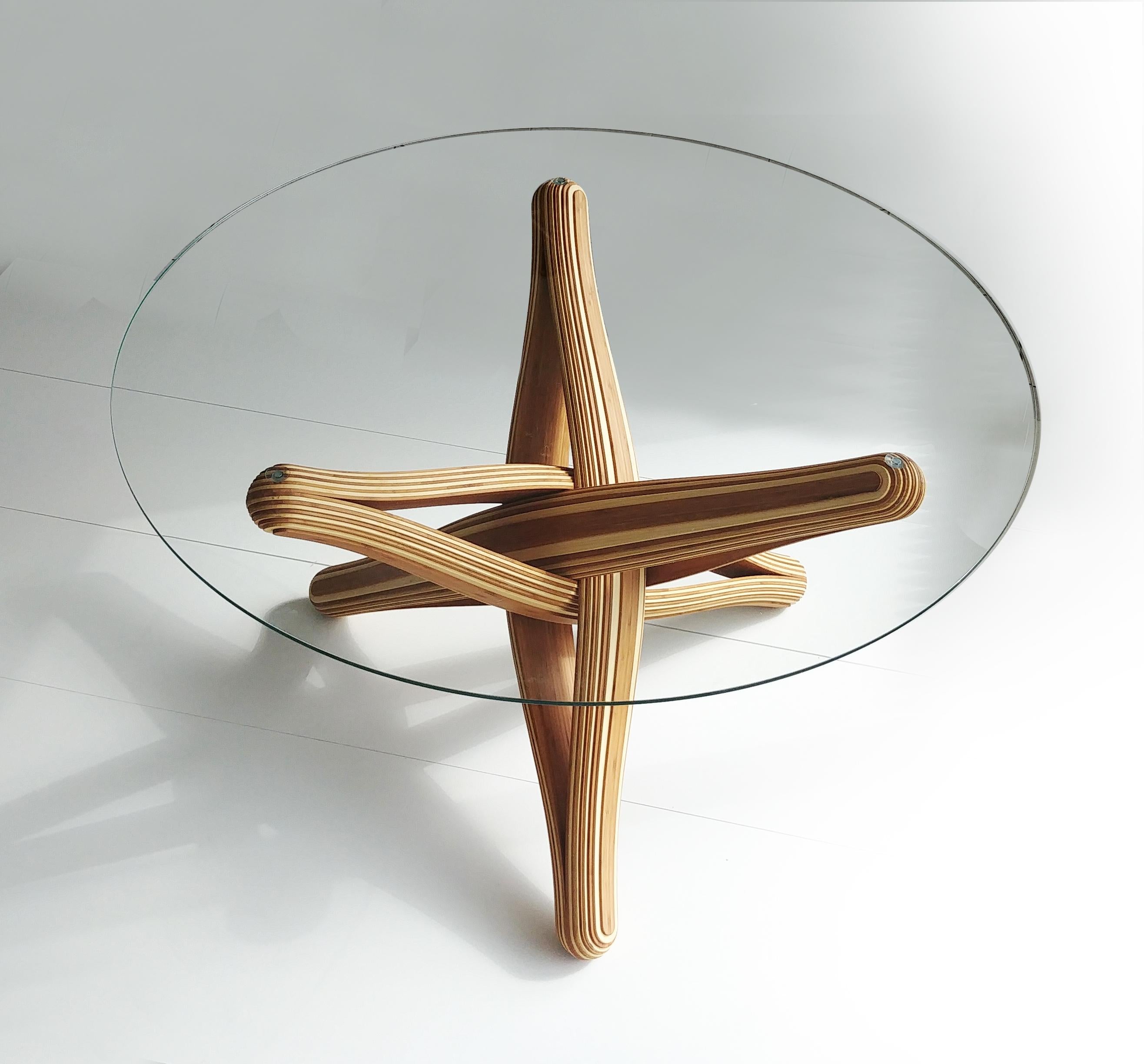 Dutch “Lock D” Sculptural Bamboo Dining Table, 'Base' For Sale
