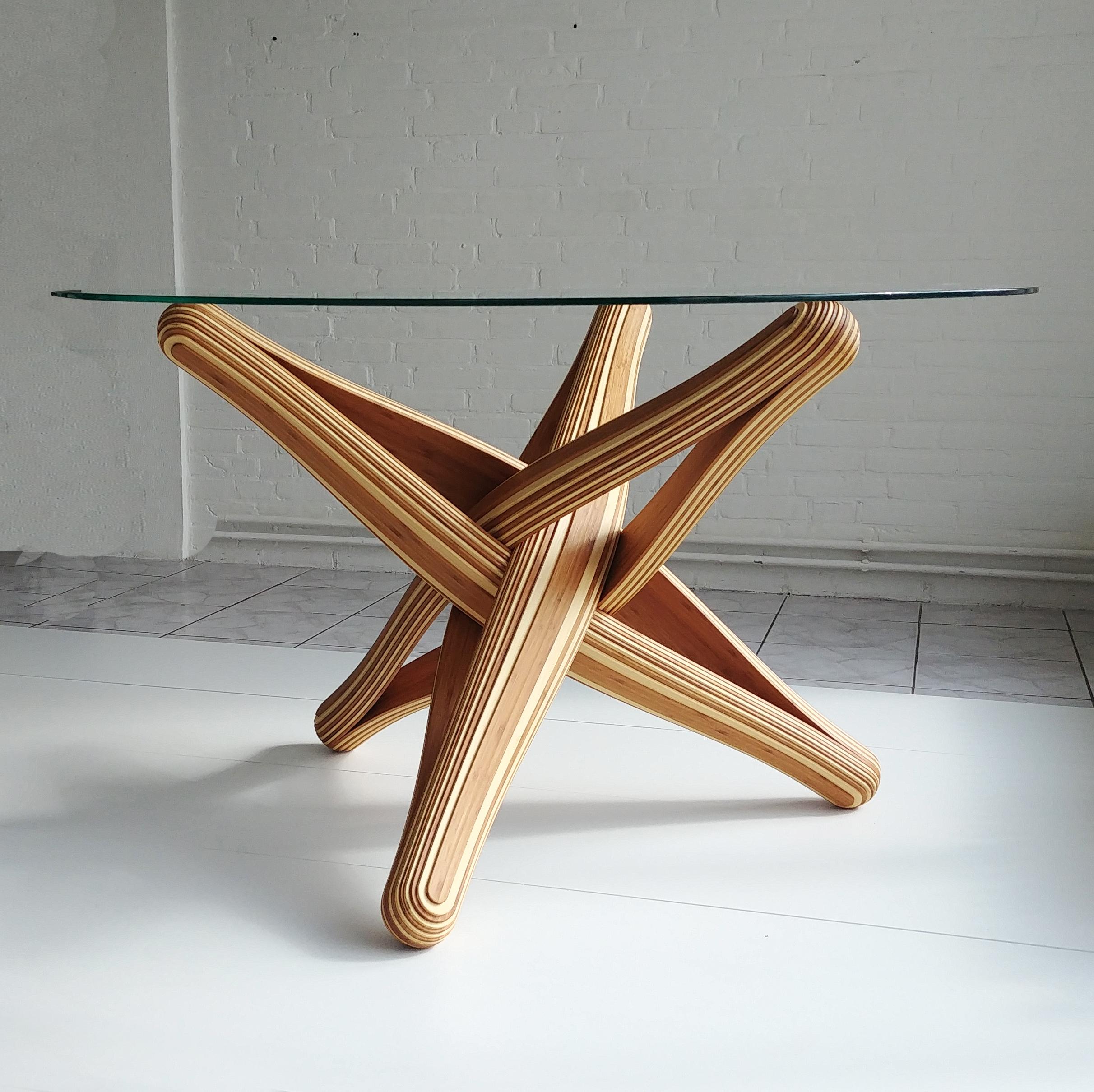 “Lock D” Sculptural Bamboo Dining Table, 'Base' In New Condition For Sale In Maastricht, NL