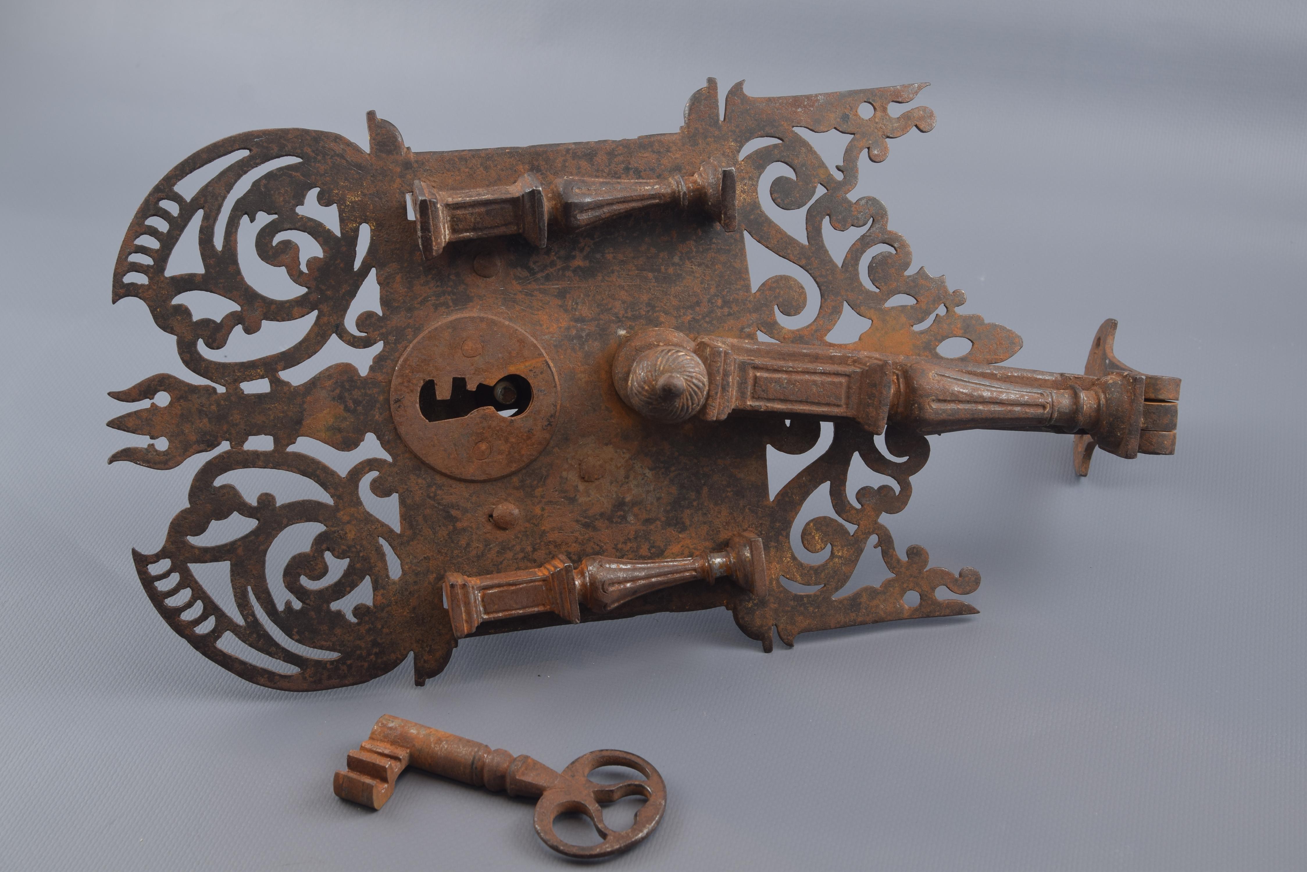 Baroque Lock 'for Spanish Desk, Bargueño', Wrought Iron, Spain, 17th Century